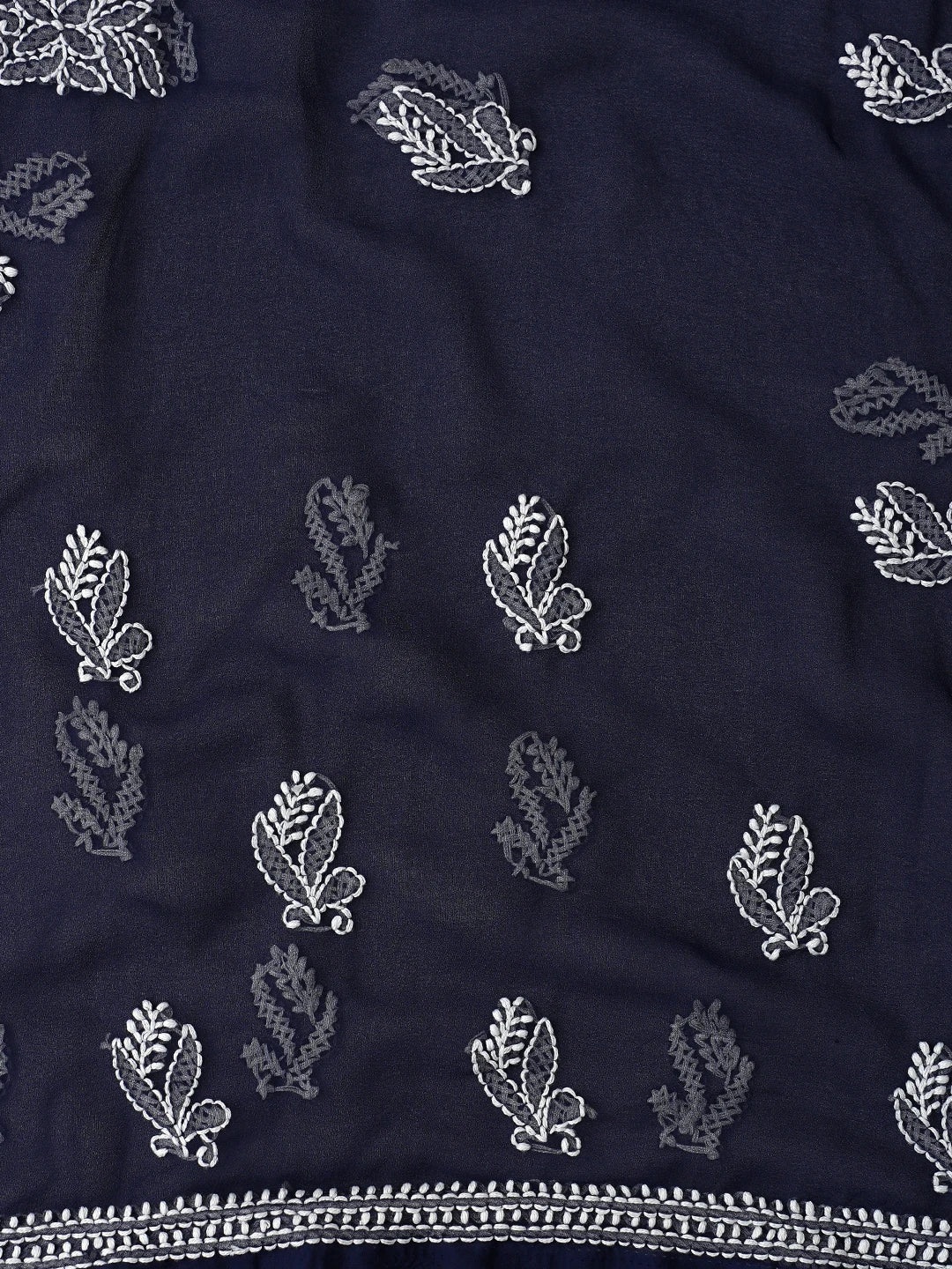 Ada Hand Embroidered Navy Blue  Georgette Lucknowi Chikankari Unstitched Suit Piece 01A866823