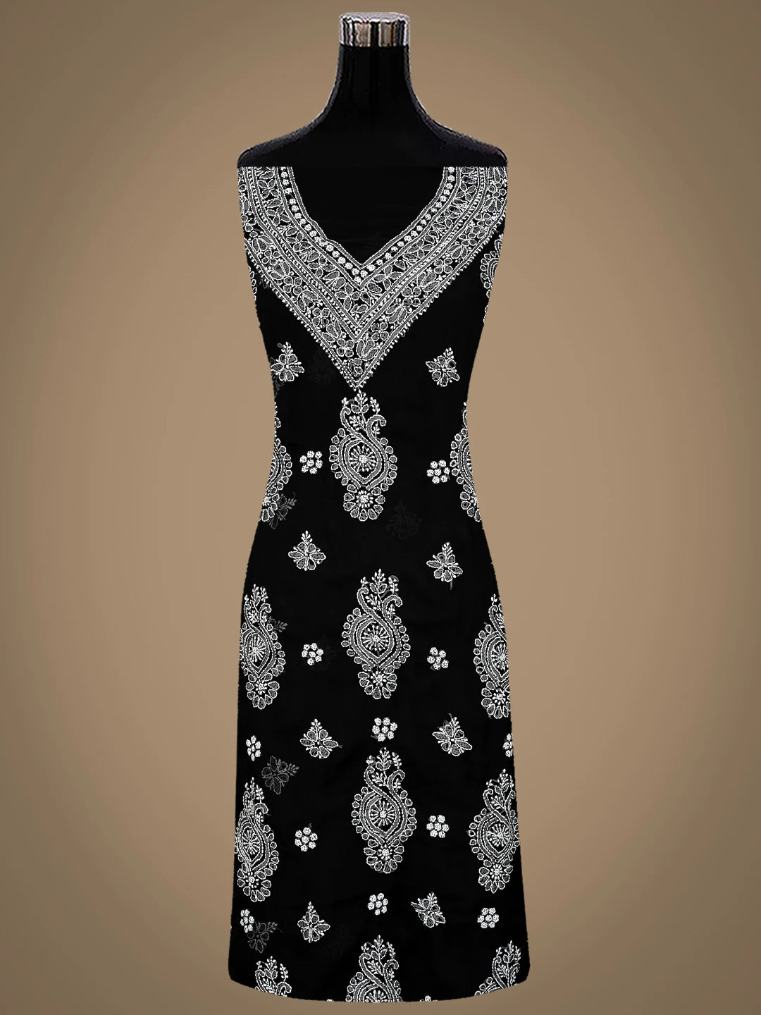 Ada Hand Embroidered Black Georgette Lucknowi Chikankari Unstitched Suit Piece 01A866863