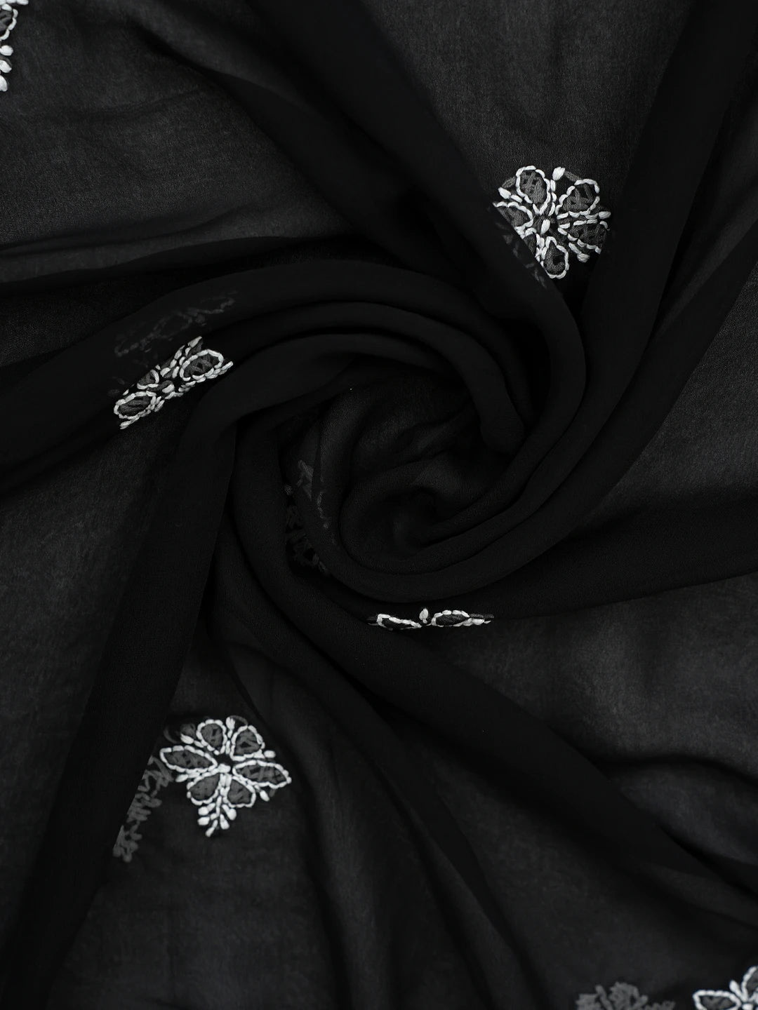 Ada Hand Embroidered Black Georgette Lucknowi Chikankari Unstitched Suit Piece 01A866863