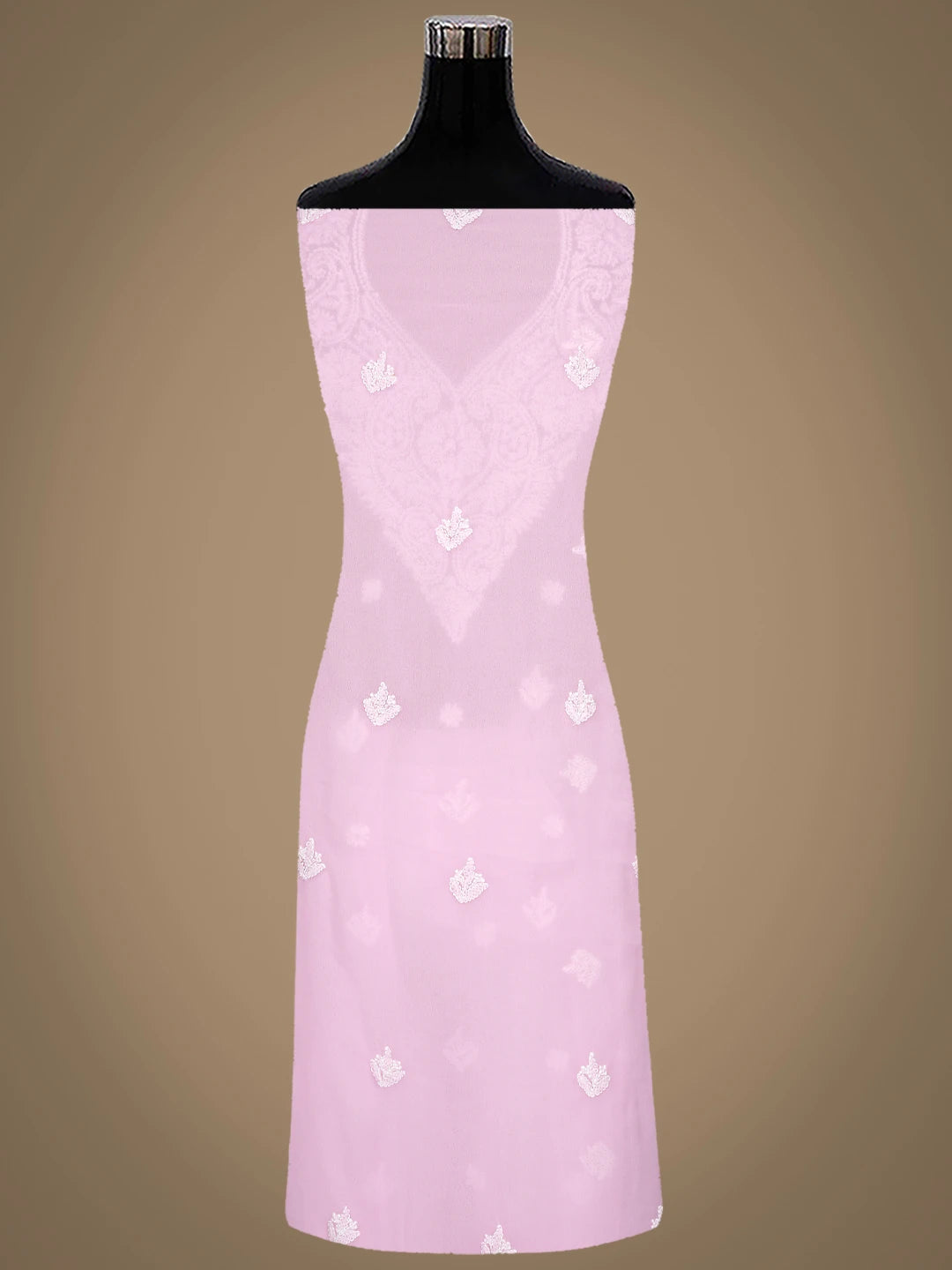 Ada Hand Embroidered Pink Georgette Lucknowi Chikankari Unstitched Suit Piece 01A866829