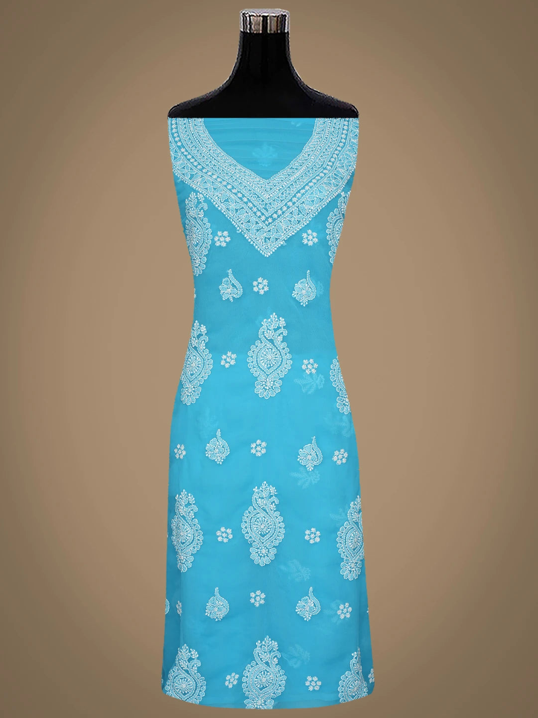 Ada Hand Embroidered Sky Blue Georgette Lucknowi Chikankari Unstitched Suit Piece 01A866877