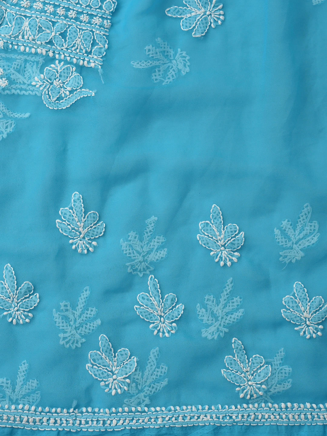 Ada Hand Embroidered Sky Blue Georgette Lucknowi Chikankari Unstitched Suit Piece 01A866877