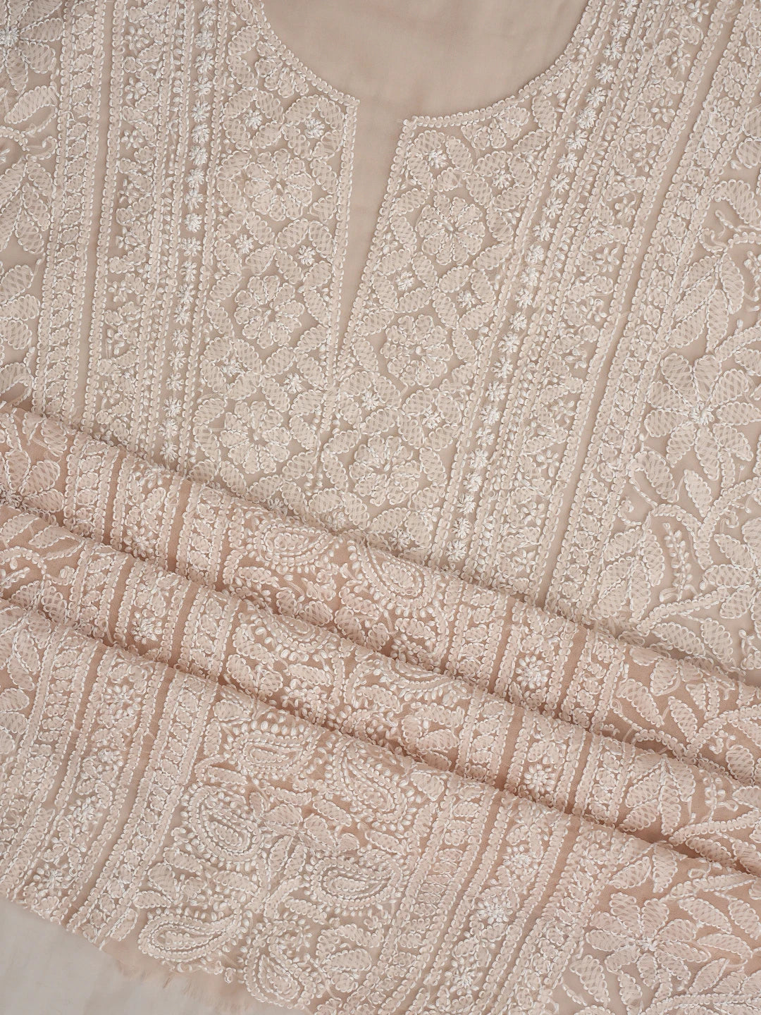 Ada Hand Embroidered Fawn Georgette Lucknowi Chikankari Unstitched Suit Piece 01A866983