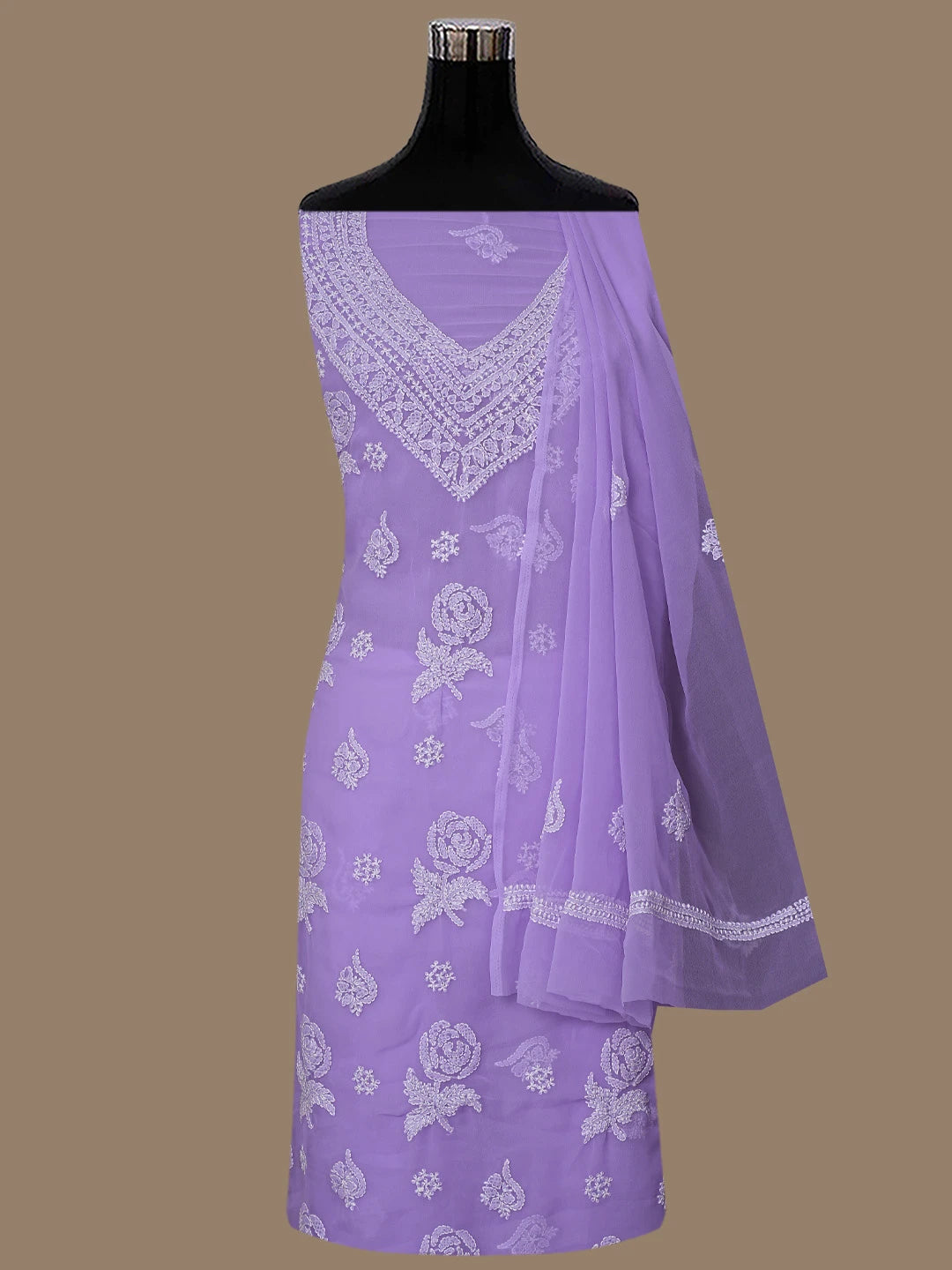 Ada Hand Embroidered Mauve Georgette Lucknowi Chikankari Unstitched Suit Piece 01A866858