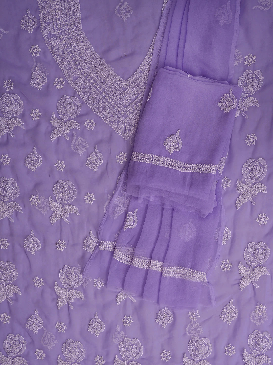 Ada Hand Embroidered Mauve Georgette Lucknowi Chikankari Unstitched Suit Piece 01A866858