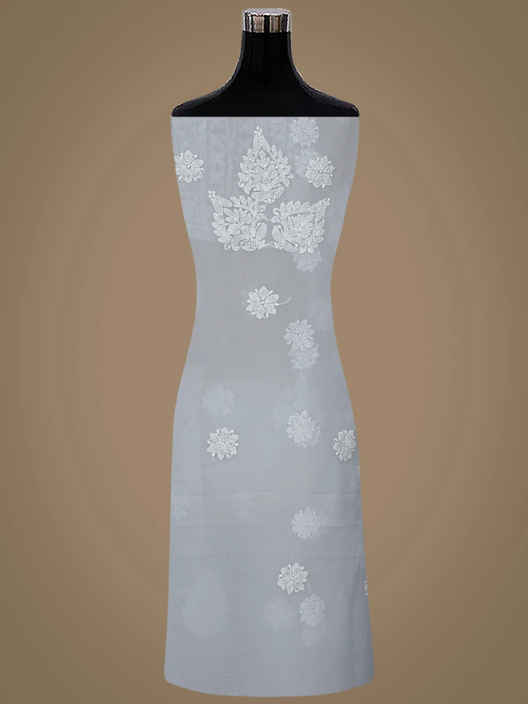 Ada Hand Embroidered Grey Georgette Lucknowi Chikankari Unstitched Suit Piece 01A867455