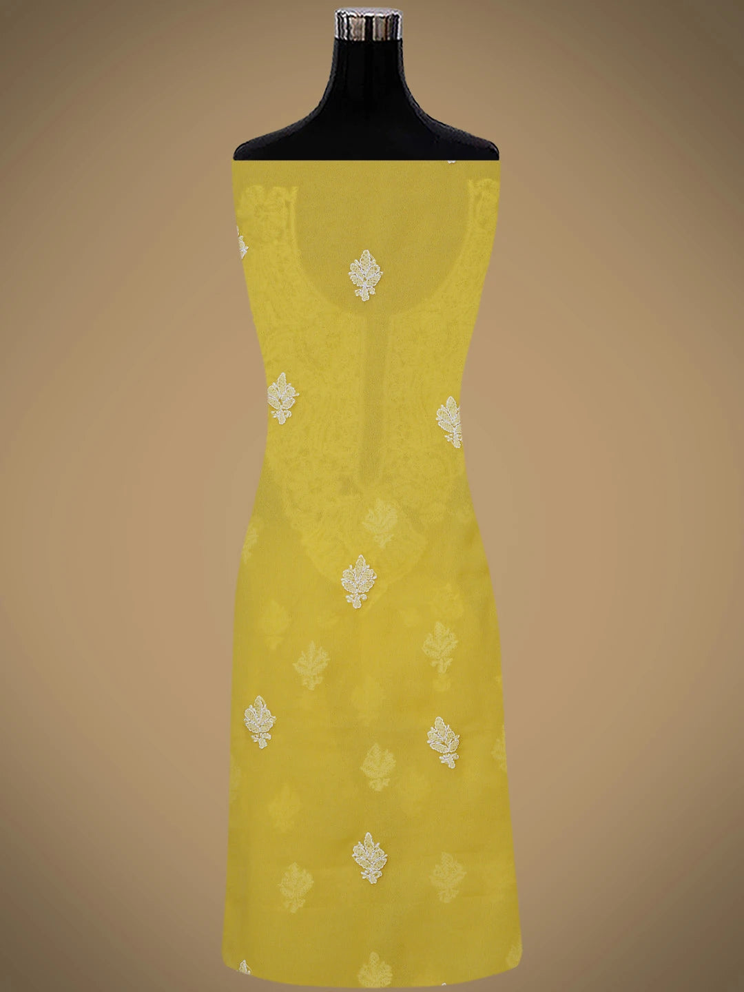 Ada Hand Embroidered Yellow Georgette Lucknowi Chikankari Unstitched Suit Piece 01A866795