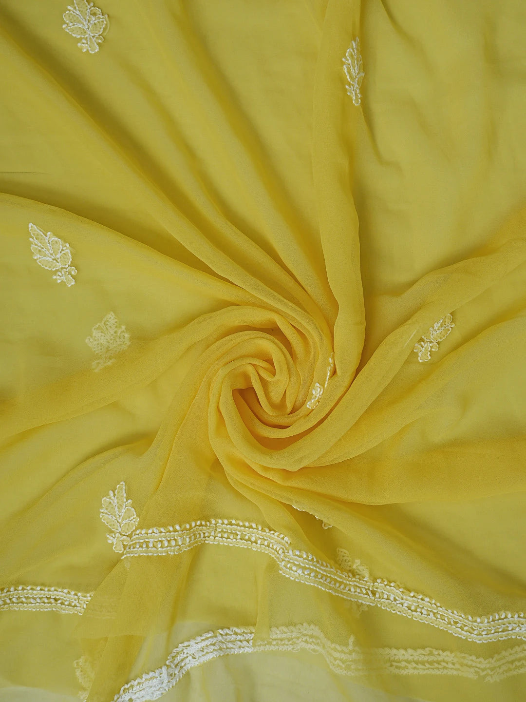 Ada Hand Embroidered Yellow Georgette Lucknowi Chikankari Unstitched Suit Piece 01A866795