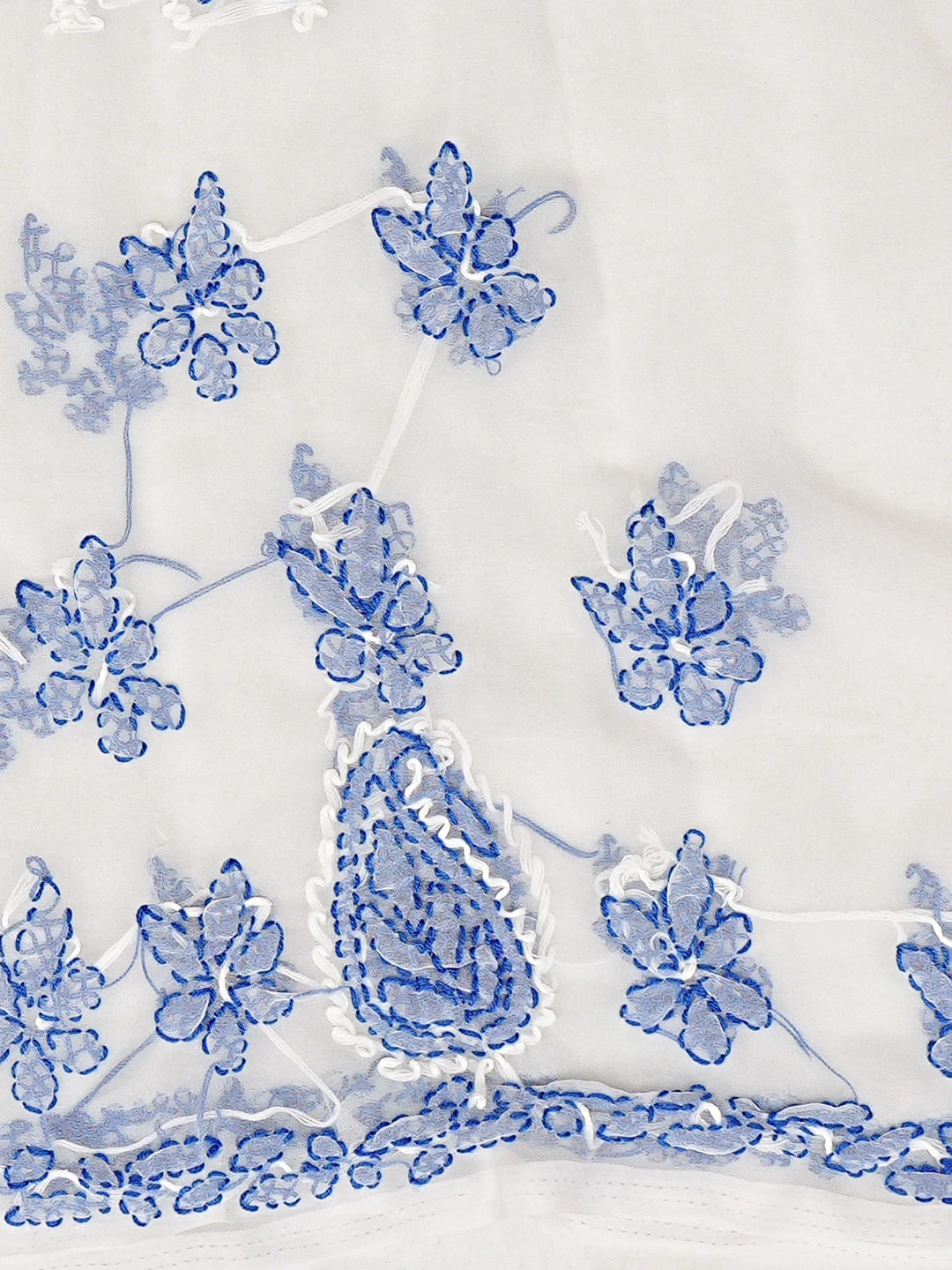 Ada Hand Embroidered White Georgette Lucknowi Chikankari Unstitched Suit Piece 01A853411