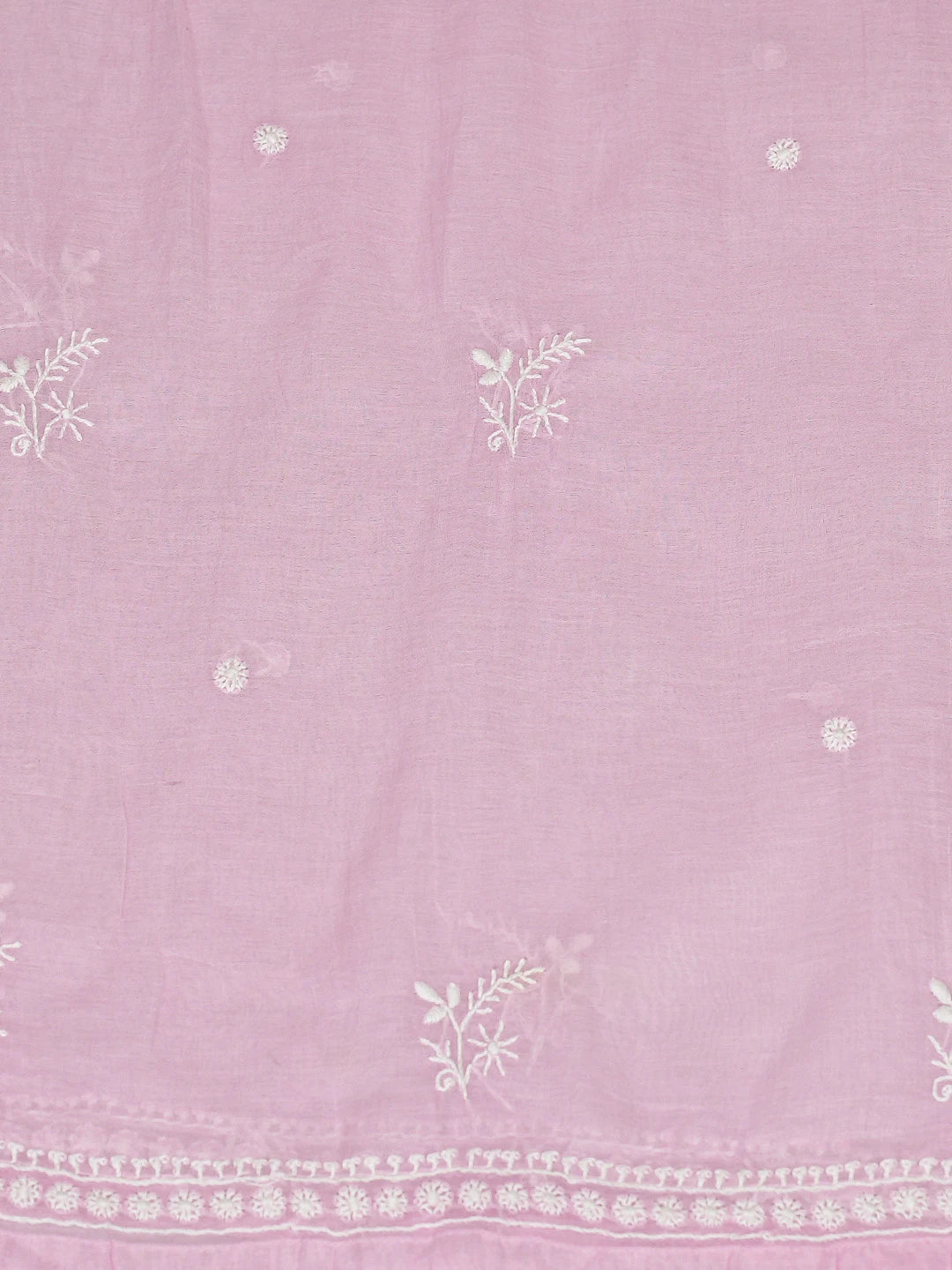 Ada Hand Embroidered Pink Chanderi Lucknowi Chikankari Semi-Stitched Kurta Dupatta Set 01A864375