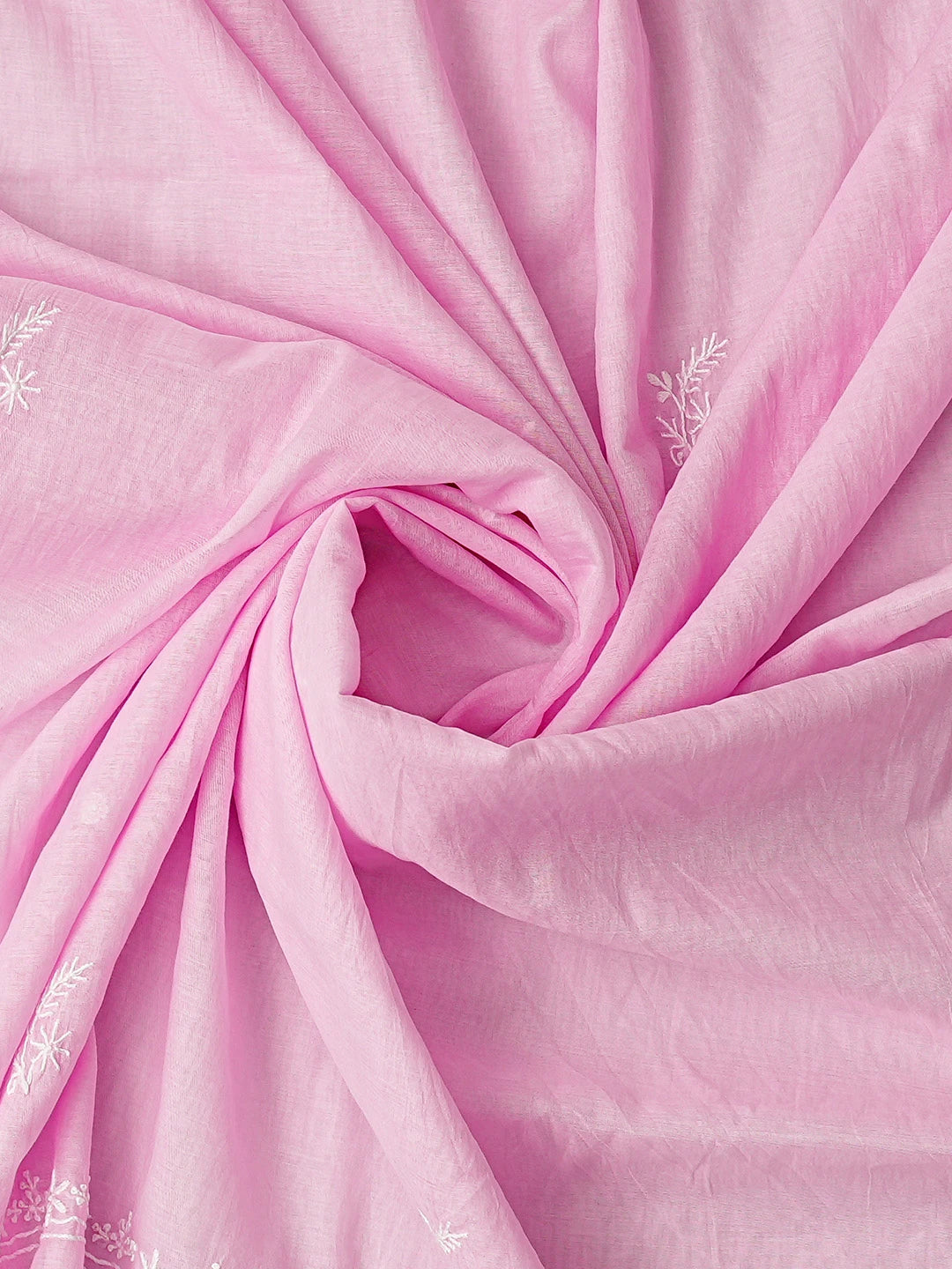 Ada Hand Embroidered Pink Chanderi Lucknowi Chikankari Semi-Stitched Kurta Dupatta Set 01A864375