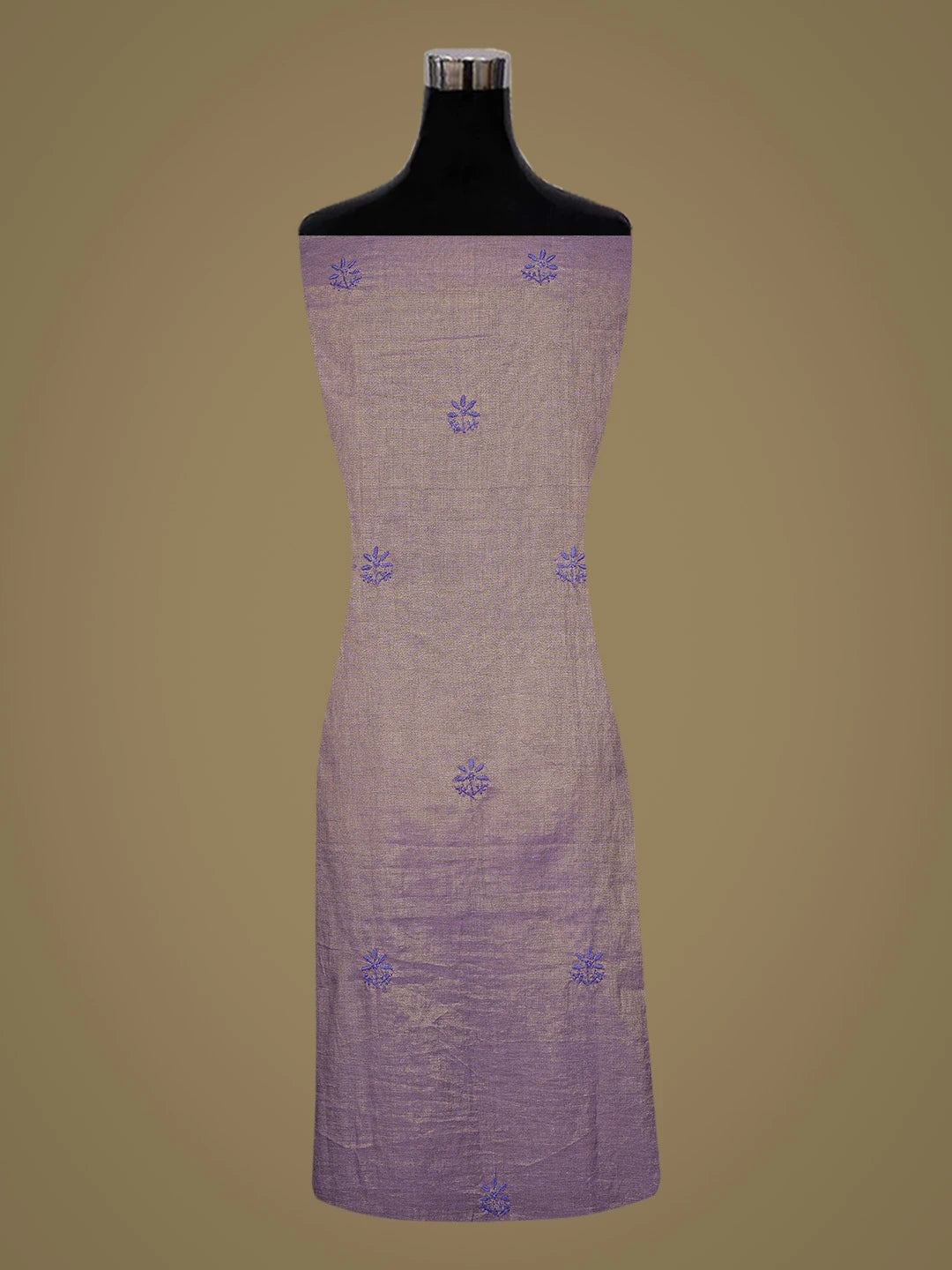 Ada Hand Embroidered Purple Tissue Lucknowi Chikankari Unstitched Kurta Dupatta Set 01A779565
