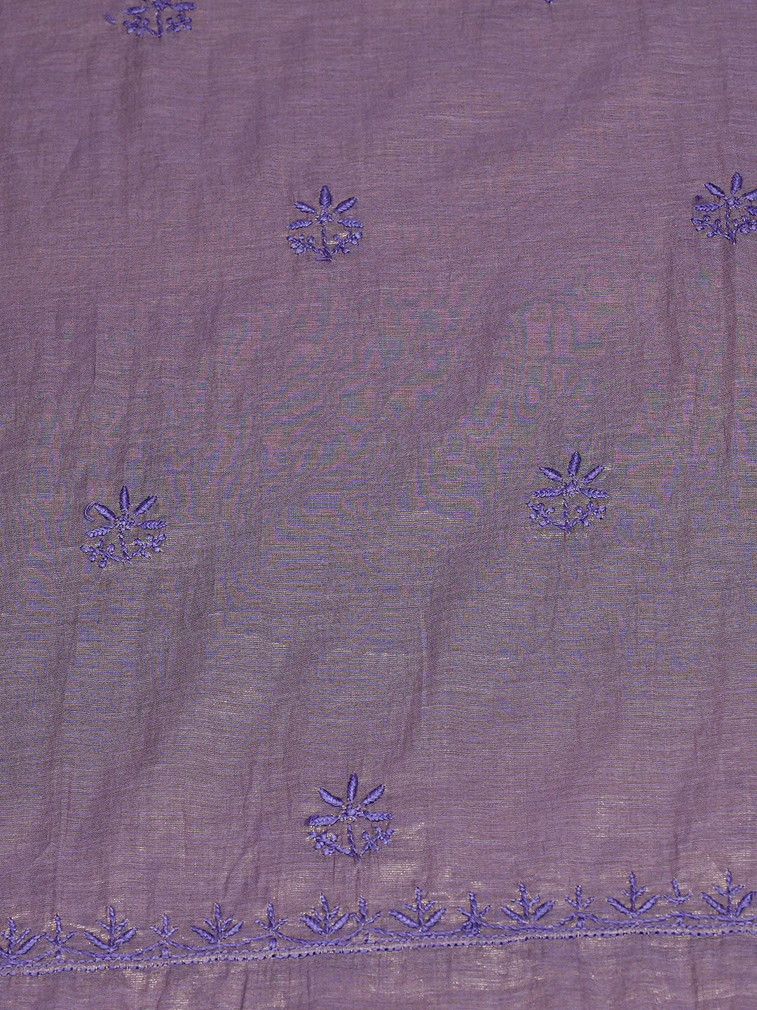 Ada Hand Embroidered Purple Tissue Lucknowi Chikankari Unstitched Kurta Dupatta Set 01A779565