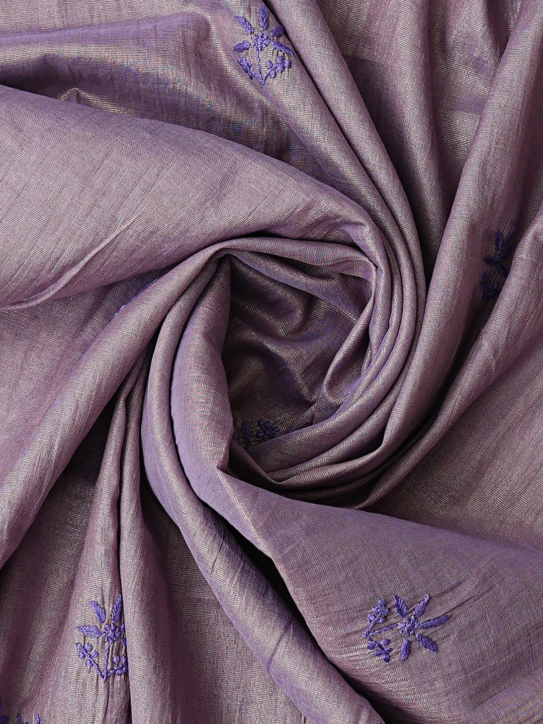 Ada Hand Embroidered Purple Tissue Lucknowi Chikankari Unstitched Kurta Dupatta Set 01A779565
