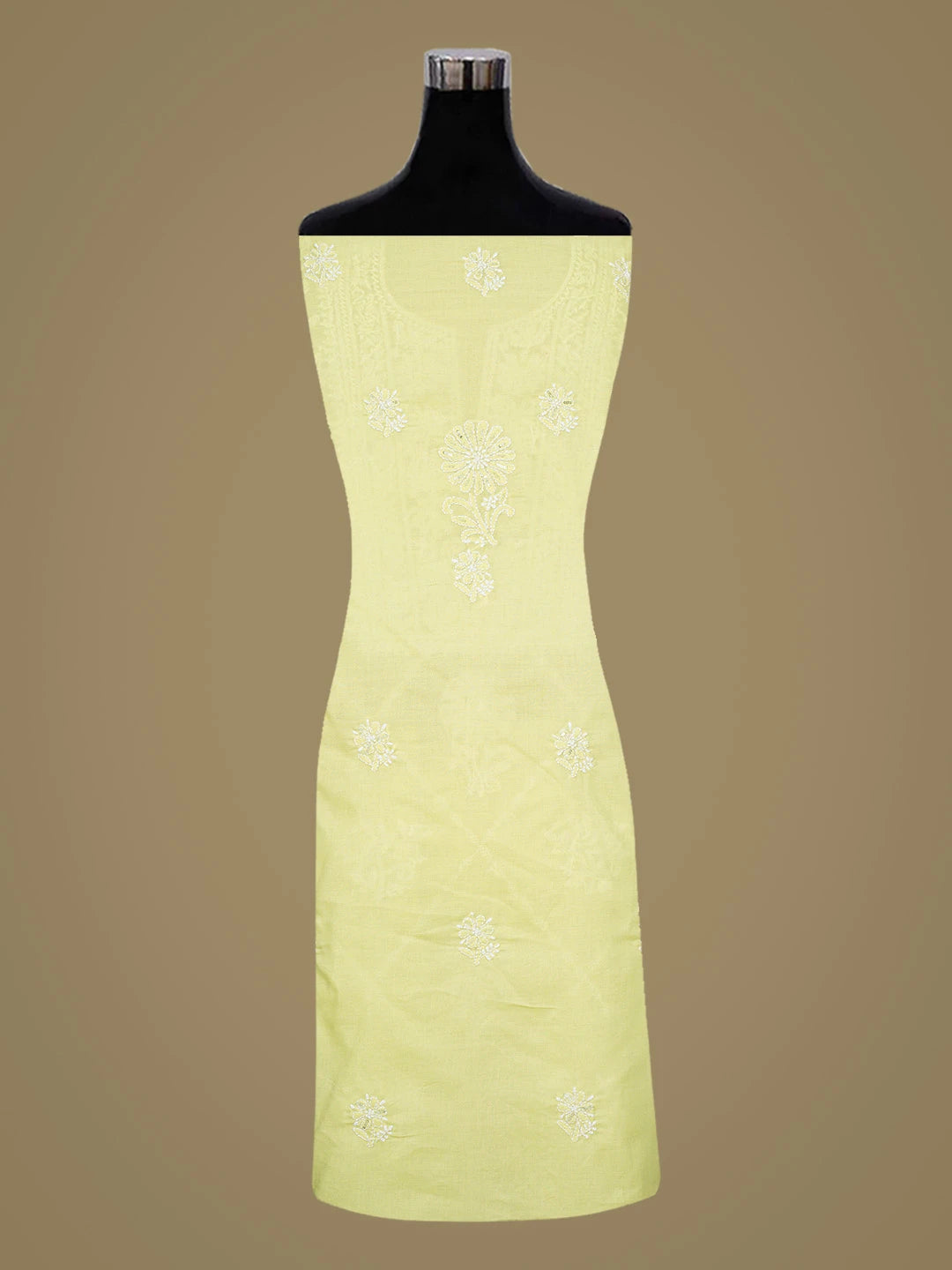 Ada Hand Embroidered Lime Green Cotton Lucknowi Chikankari Unstitched Suit Piece With Cutdana Work 01A677764