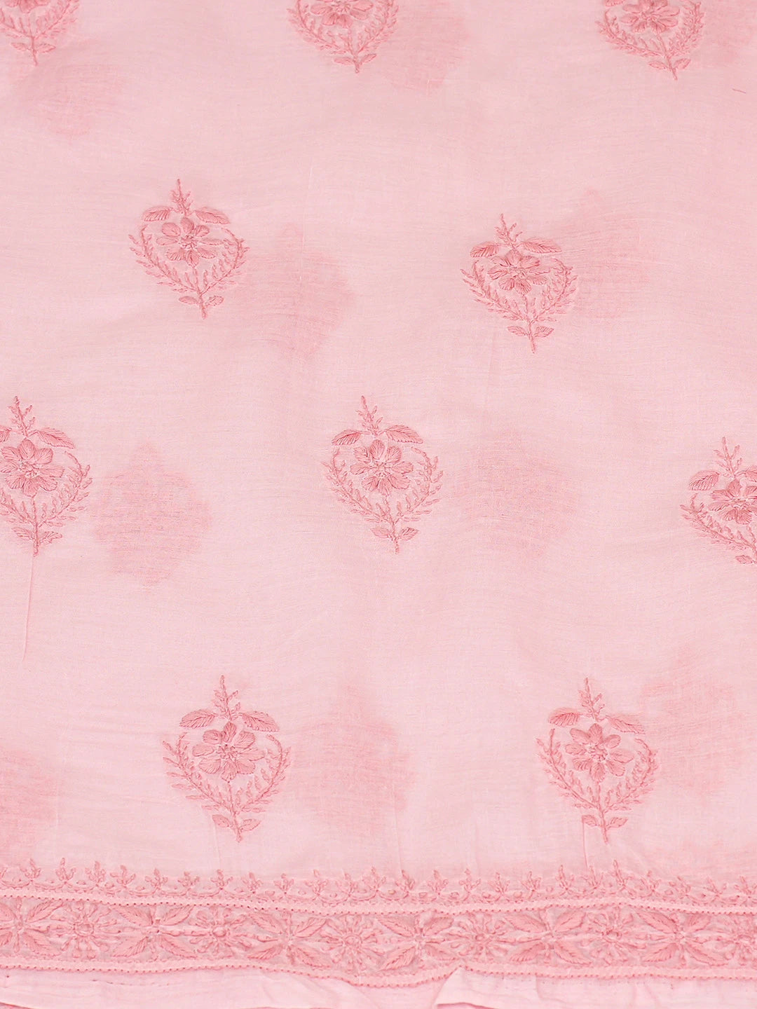 Ada Hand Embroidered Peach Cotton Lucknowi Chikankari Unstitched Suit Piece With Cutdana Work 01A791898