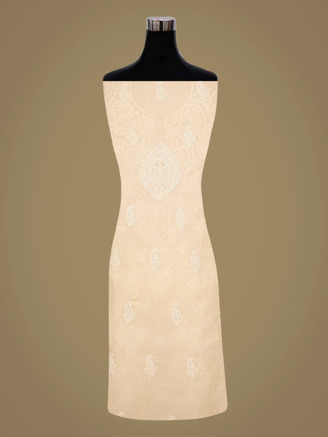 Ada Hand Embroidered Fawn Cotton Lucknowi Chikankari Unstitched Suit Piece 01A764945