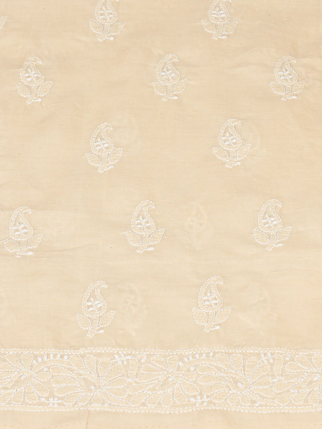 Ada Hand Embroidered Fawn Cotton Lucknowi Chikankari Unstitched Suit Piece 01A764945