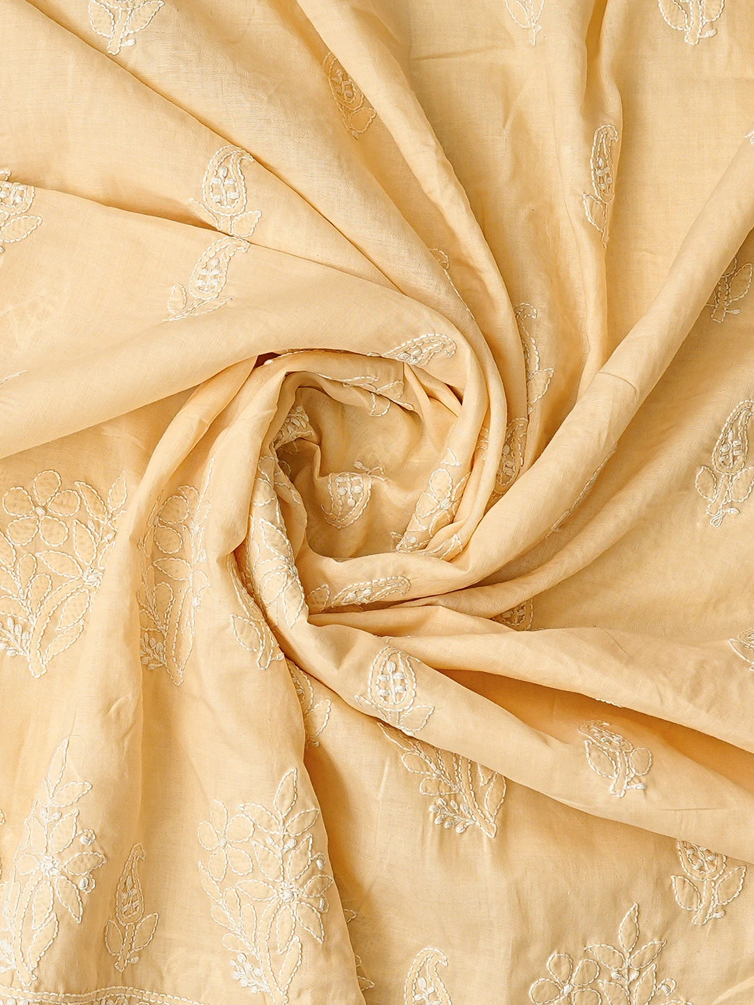 Ada Hand Embroidered Fawn Cotton Lucknowi Chikankari Unstitched Suit Piece 01A764945
