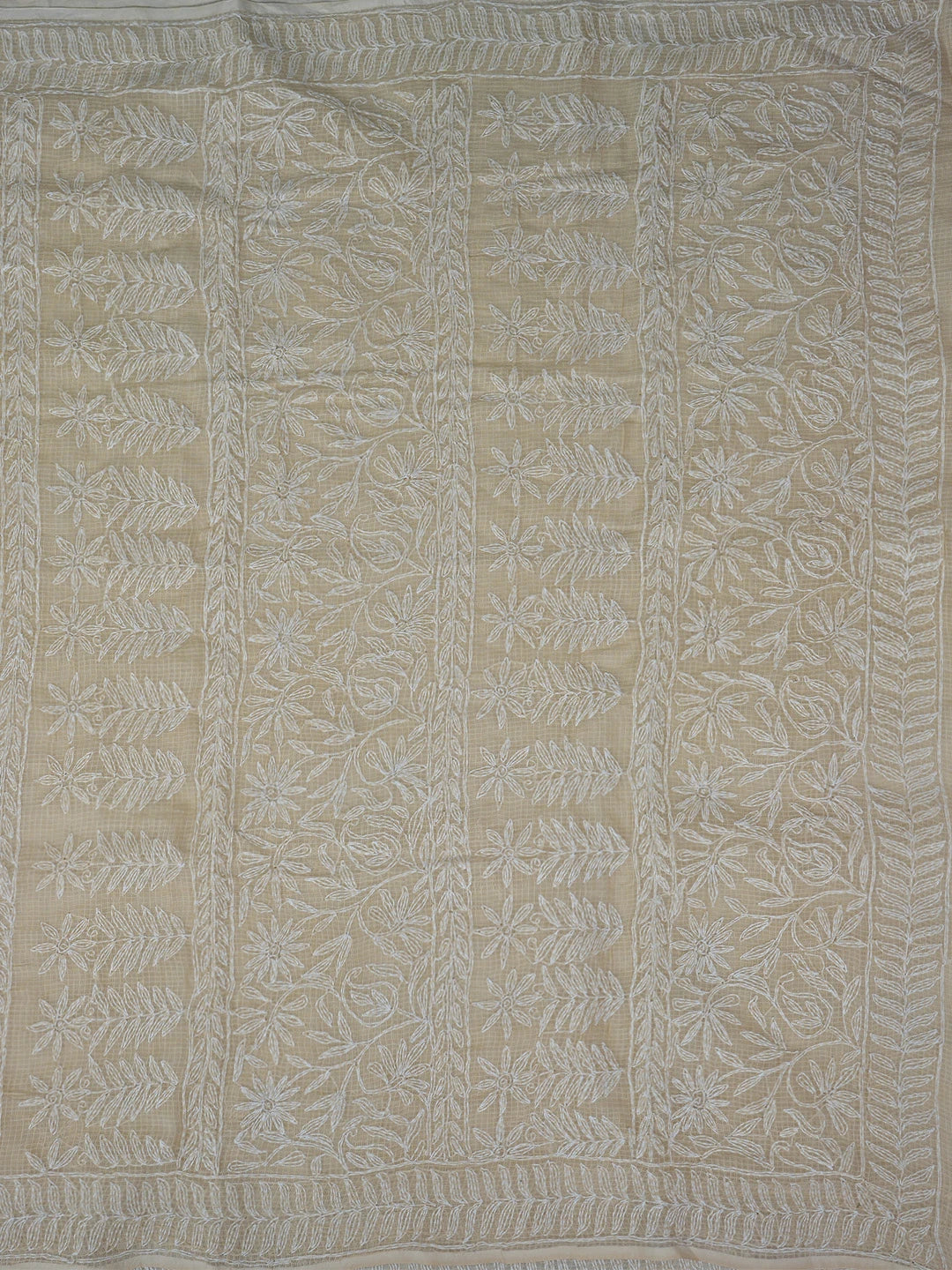 Ada Hand Embroidered Fawn Kota Lucknowi Chikankari Saree and Blouse 01A810498