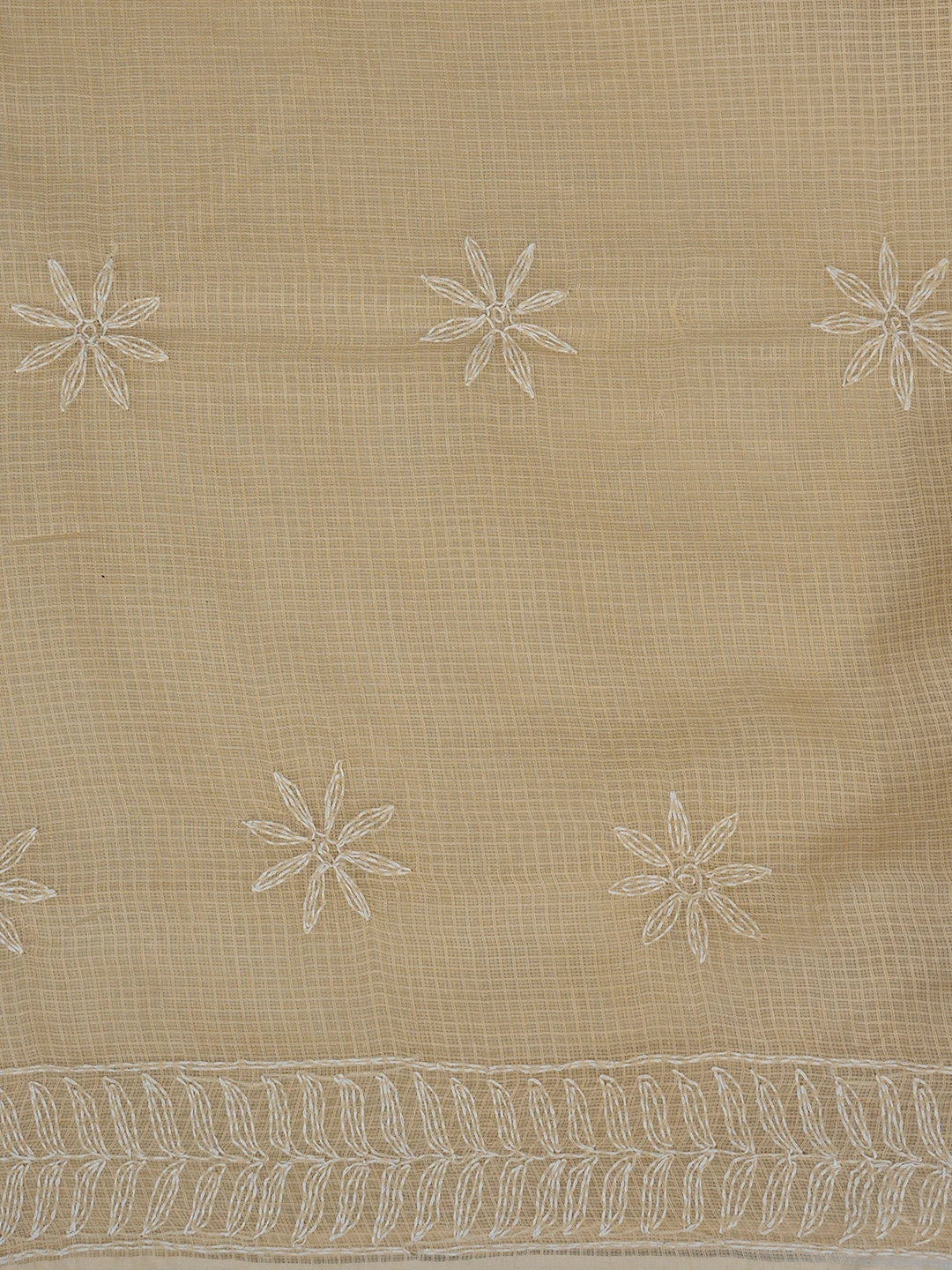 Ada Hand Embroidered Fawn Kota Lucknowi Chikankari Saree and Blouse 01A810498