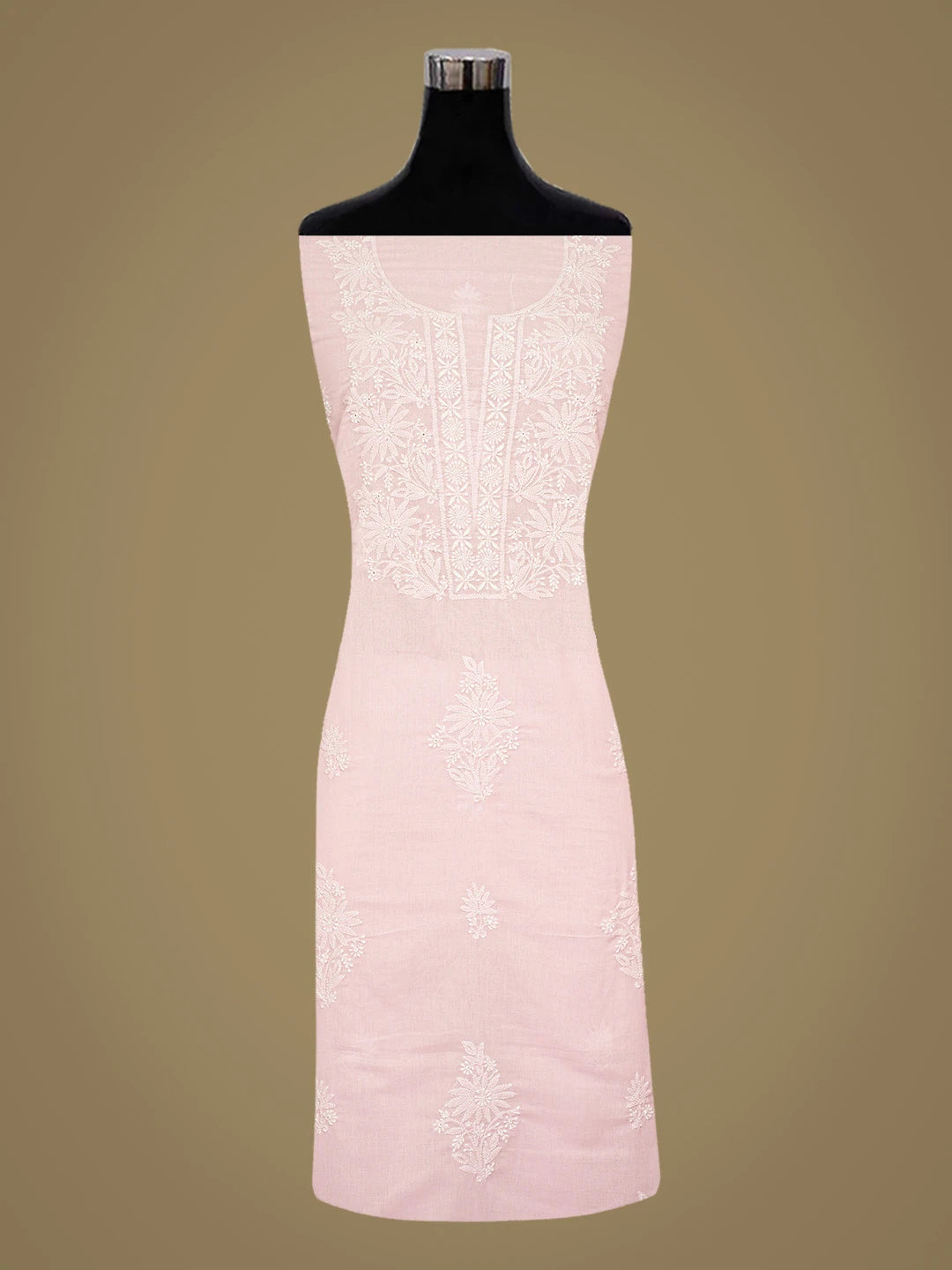 Ada Hand Embroidered Pink Cotton Lucknowi Chikankari Unstitched Suit Piece 01A773534