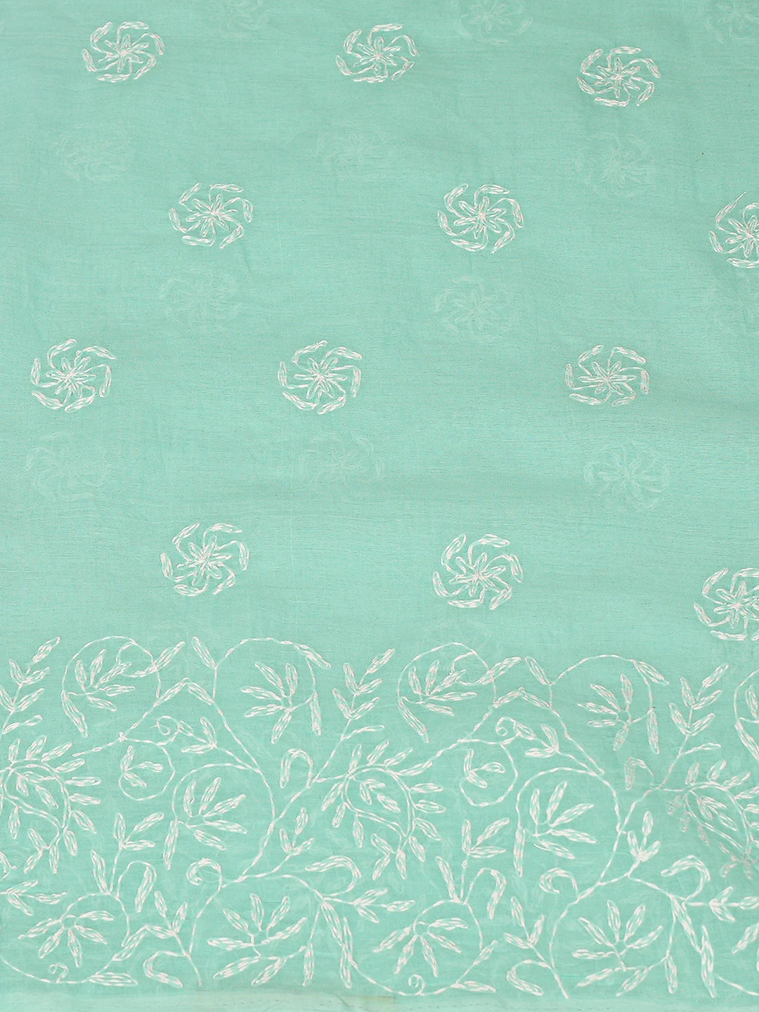 Ada Hand Embroidered Sea Green Cotton Lucknowi Chikankari Unstitched Suit Piece 01A346909