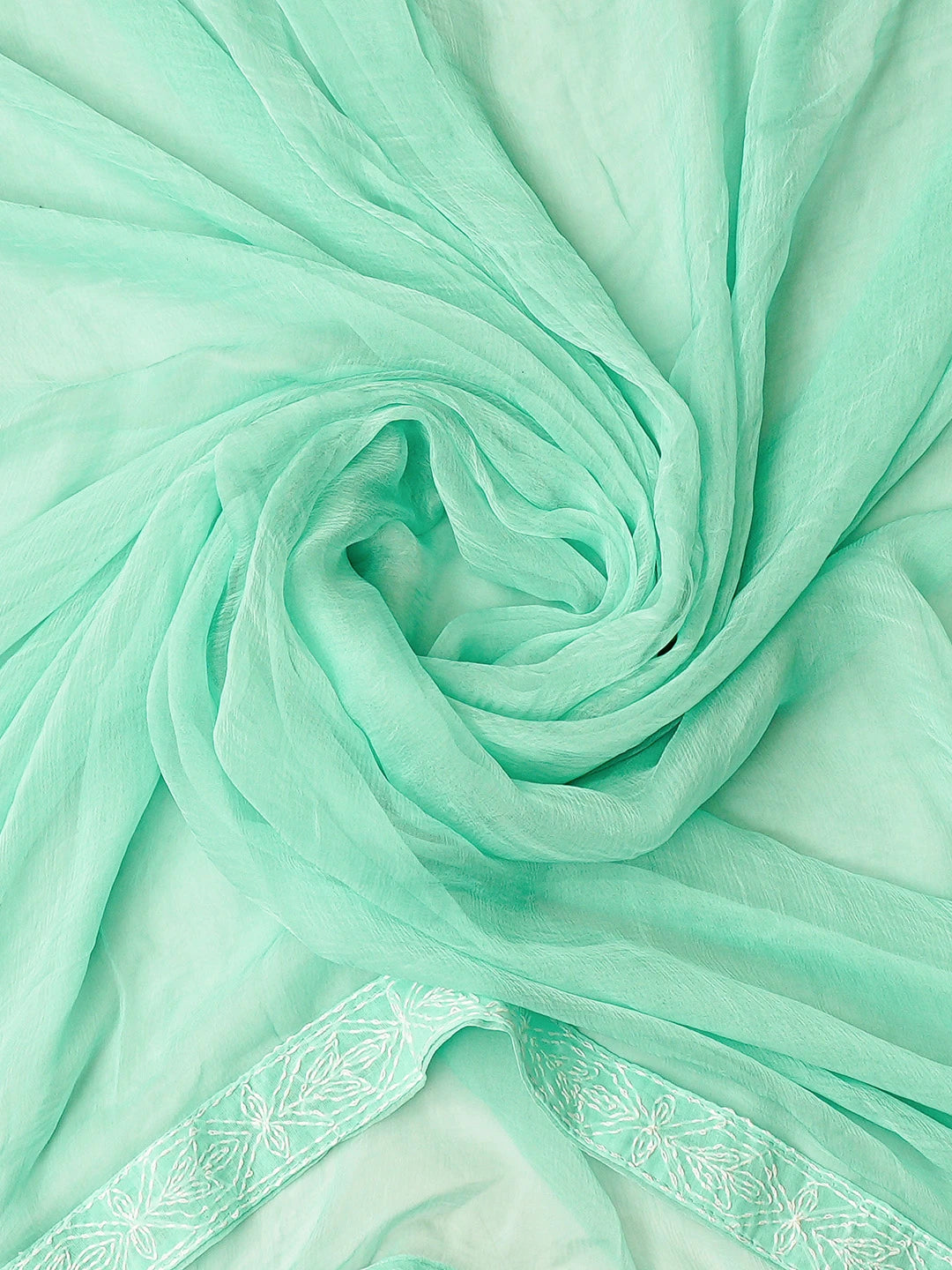 Ada Hand Embroidered Sea Green Cotton Lucknowi Chikankari Unstitched Suit Piece 01A346909