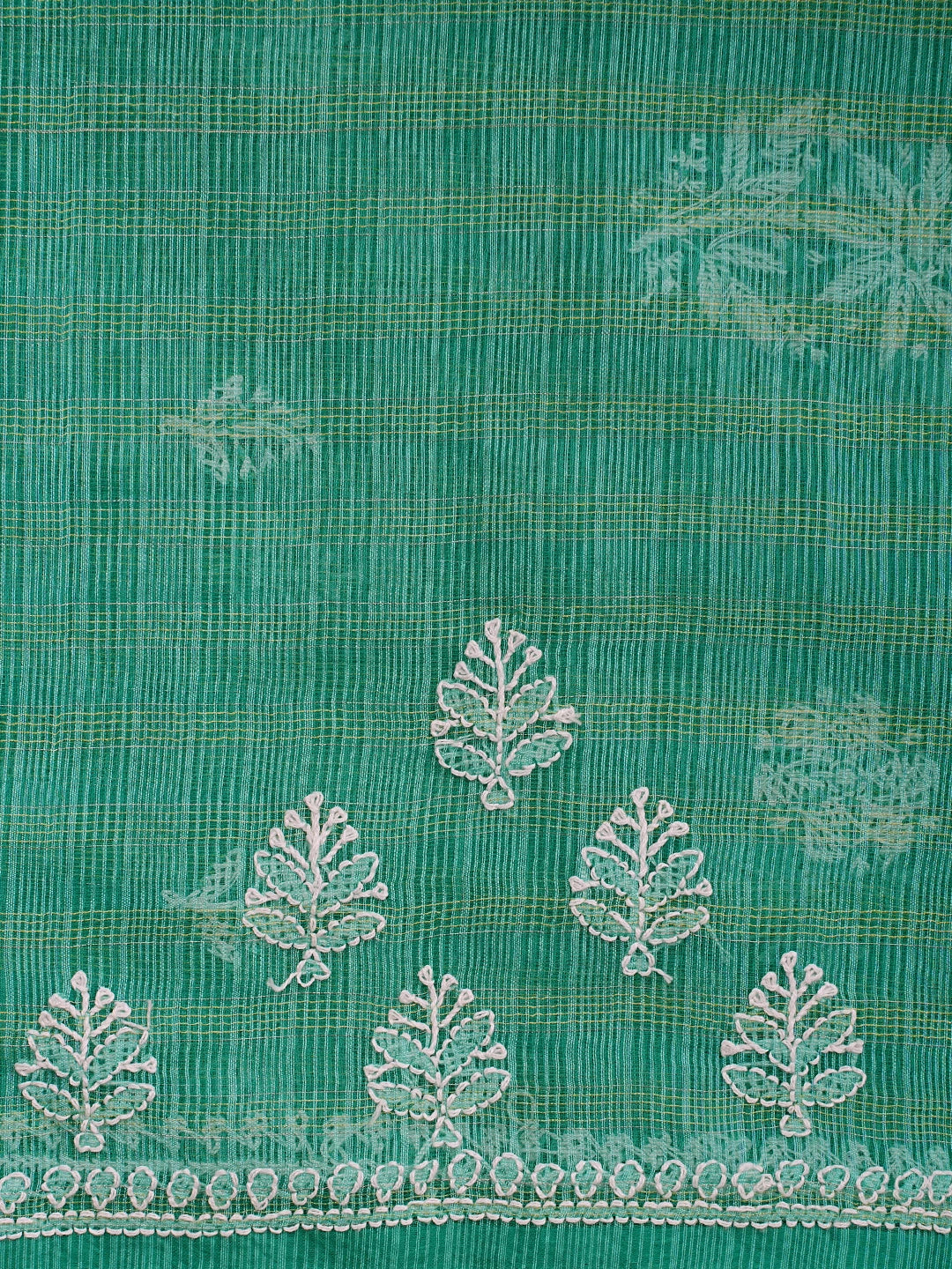 Ada Hand Embroidered Green Super Net Lucknowi Chikankari Saree With Blouse 01A775611