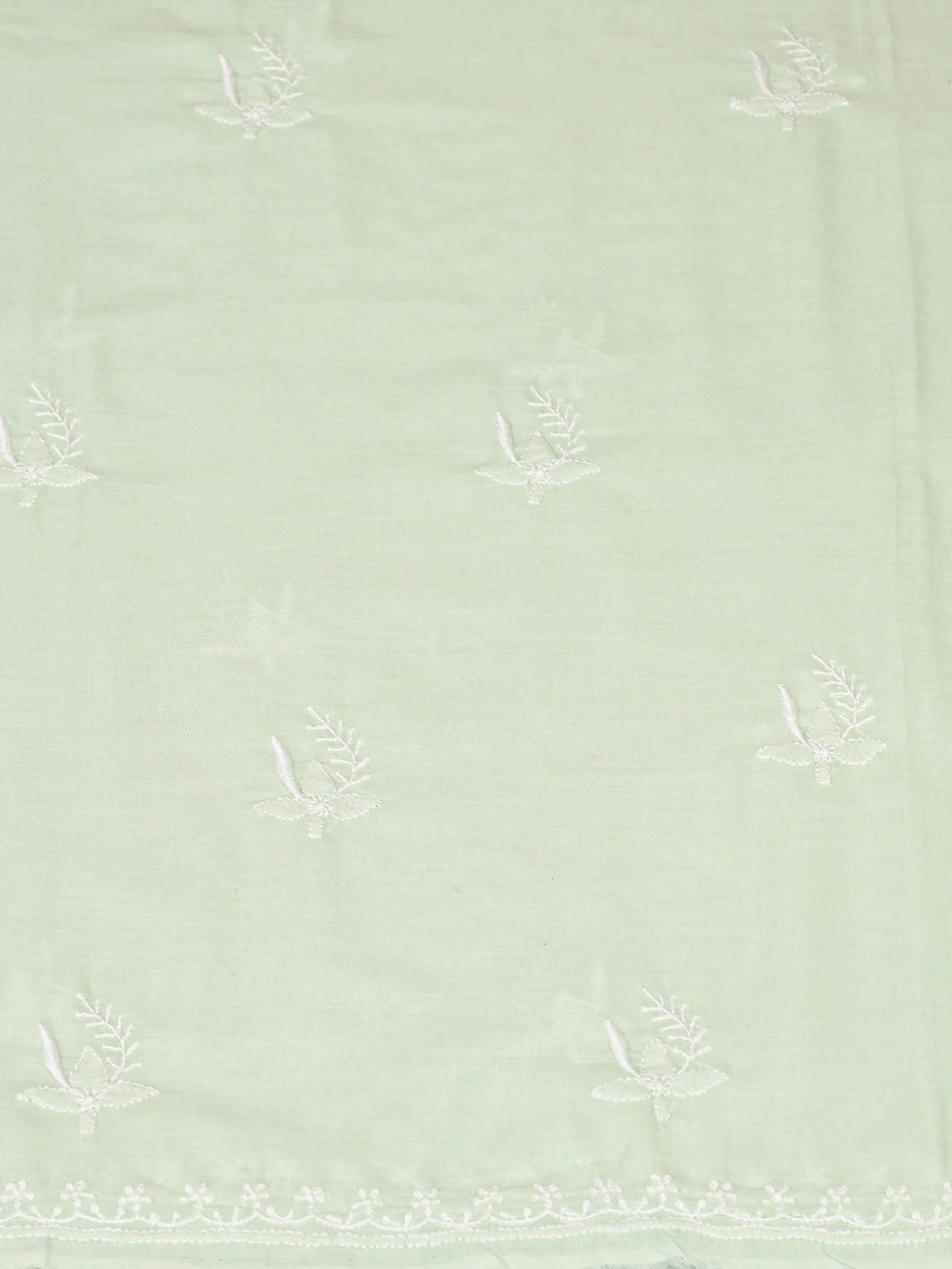 Ada Hand Embroidered Light Green Cotton Lucknowi Chikankari Unstitched Suit Piece 01A773516