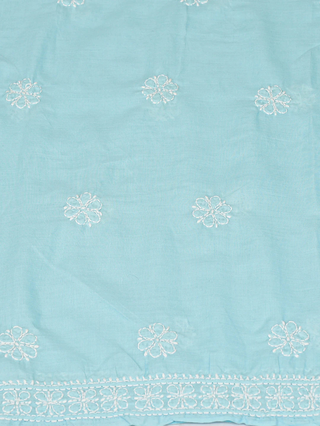 Ada Hand Embroidered Blue Cotton Lucknowi Chikankari Unstitched Suit Piece 01A742577