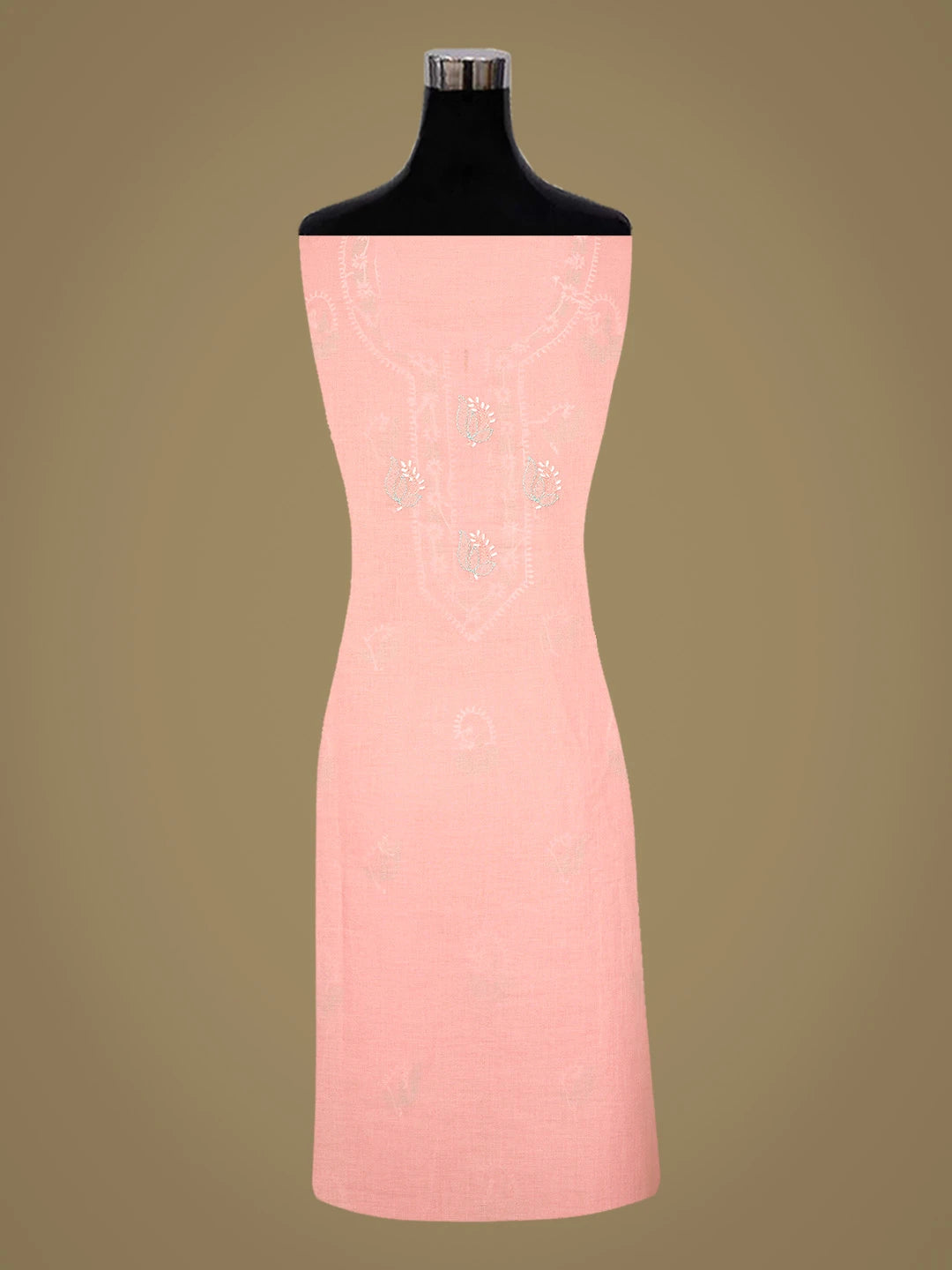 Ada Hand Embroidered Peach Cotton Lucknowi Chikankari Unstitched Suit Piece 01A818962