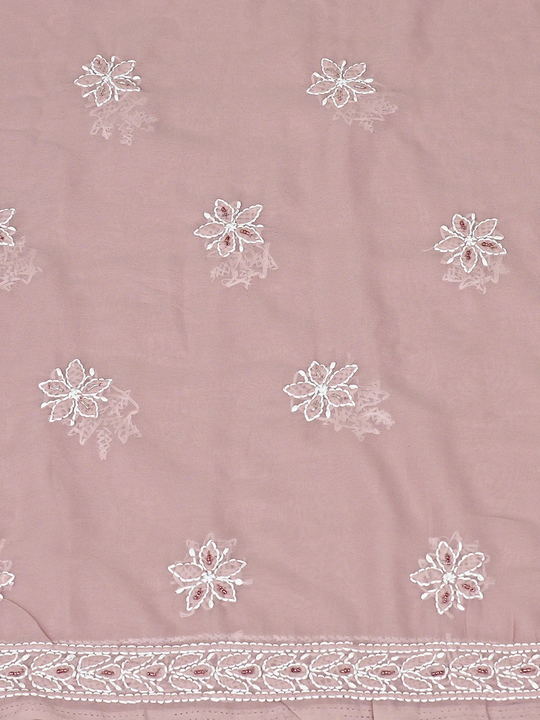 Ada Hand Embroidered Light Mauve Georgette Lucknowi Chikankari Unstitched Suit Piece With Cutdana Work 01A835365