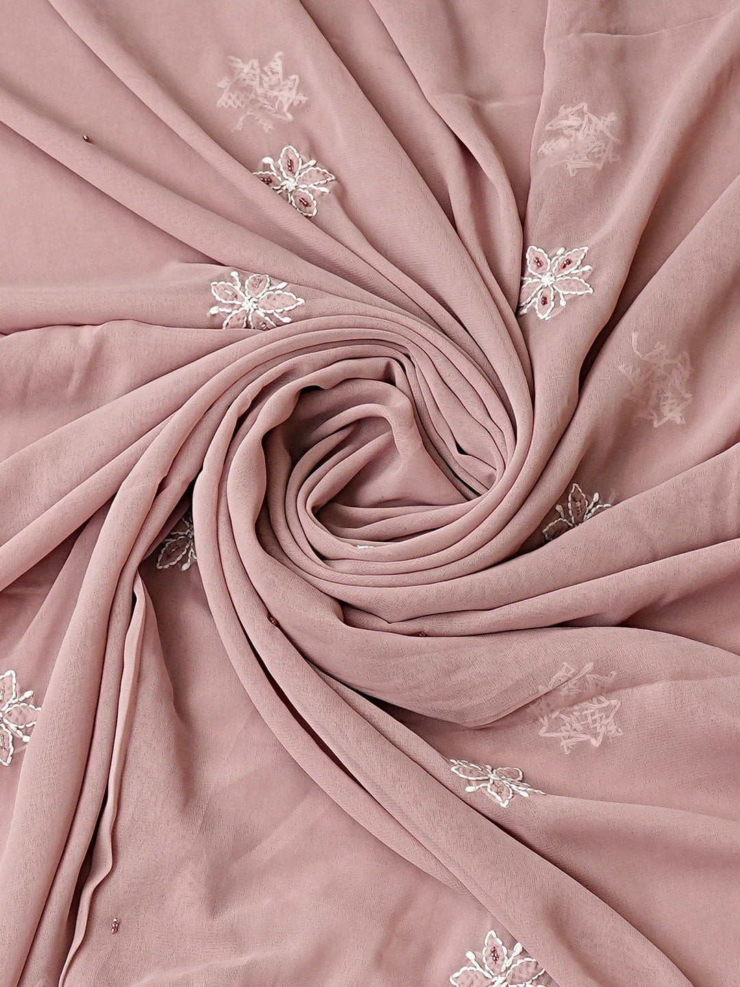 Ada Hand Embroidered Light Mauve Georgette Lucknowi Chikankari Unstitched Suit Piece With Cutdana Work 01A835365