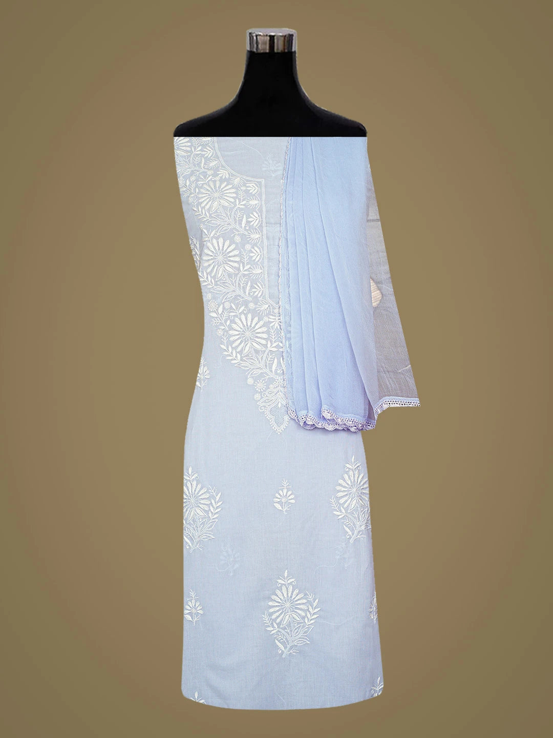 Ada Hand Embroidered Mauve Cotton Lucknowi Chikankari Unstitched Suit Piece 01A762932