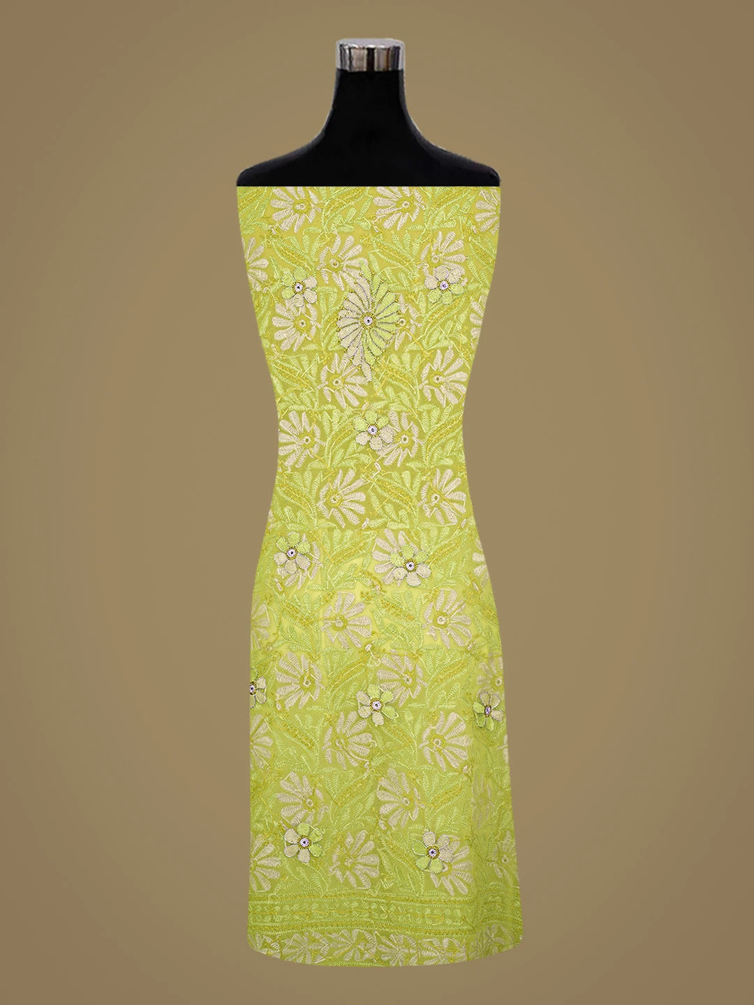 Ada Hand Embroidered Green Georgette Lucknowi Chikankari Unstitched Suit Piece 01A799916