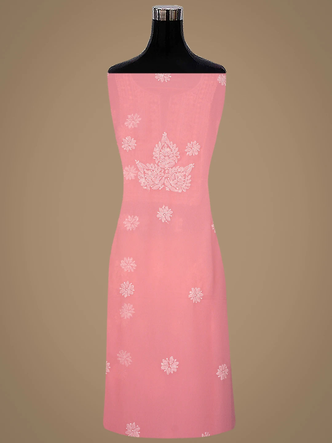 Ada Hand Embroidered Georgia Peach Georgette Lucknowi Chikankari Unstitched Suit Piece 01A867460