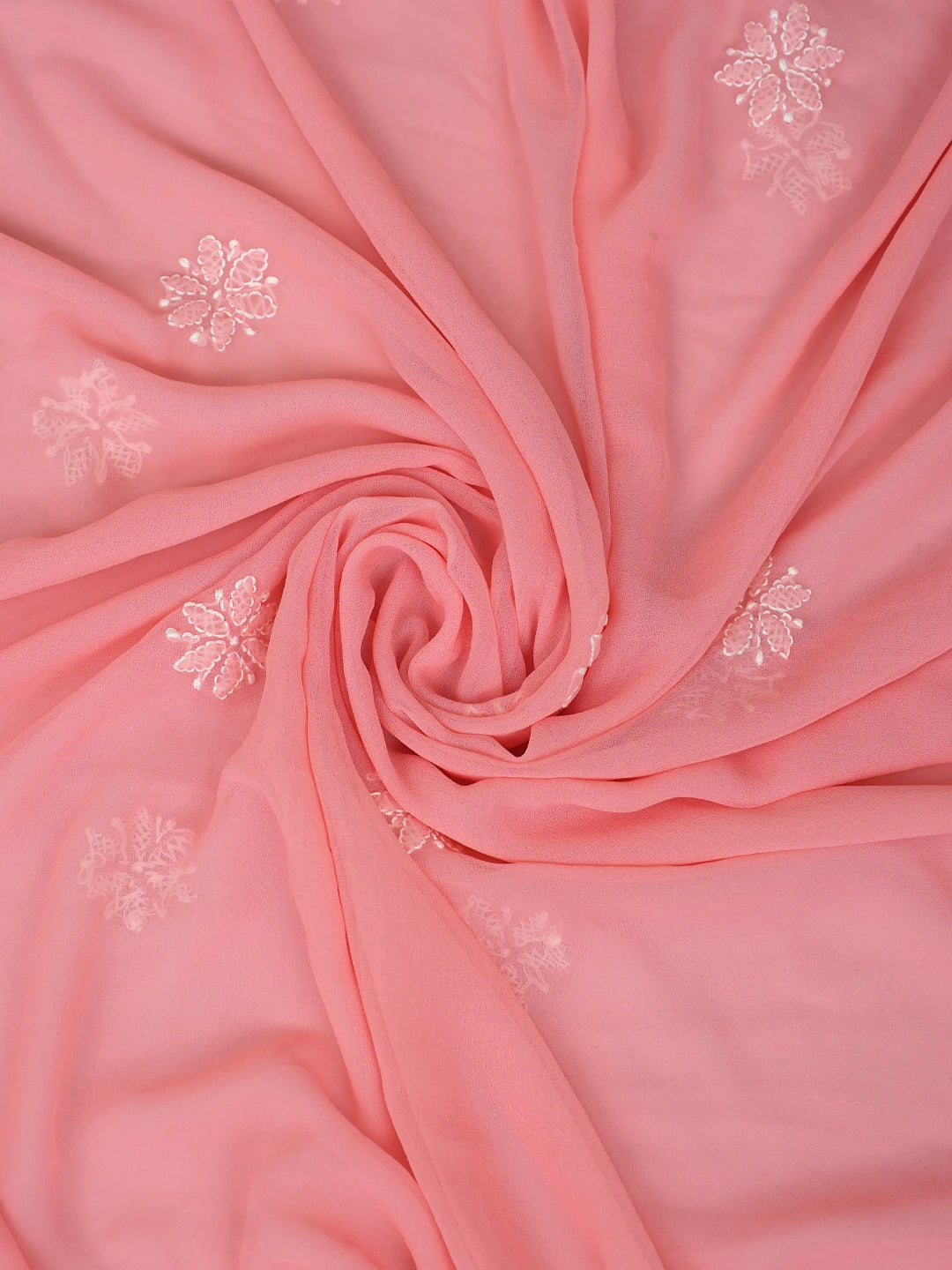 Ada Hand Embroidered Georgia Peach Georgette Lucknowi Chikankari Unstitched Suit Piece 01A867460