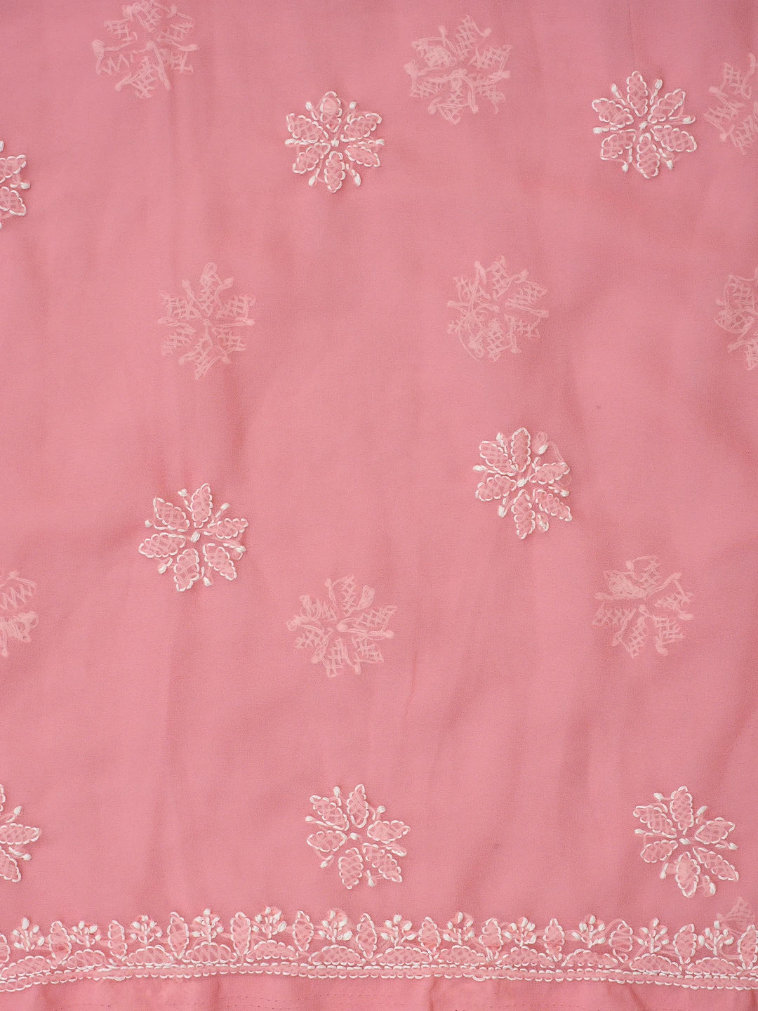 Ada Hand Embroidered Georgia Peach Georgette Lucknowi Chikankari Unstitched Suit Piece 01A867460