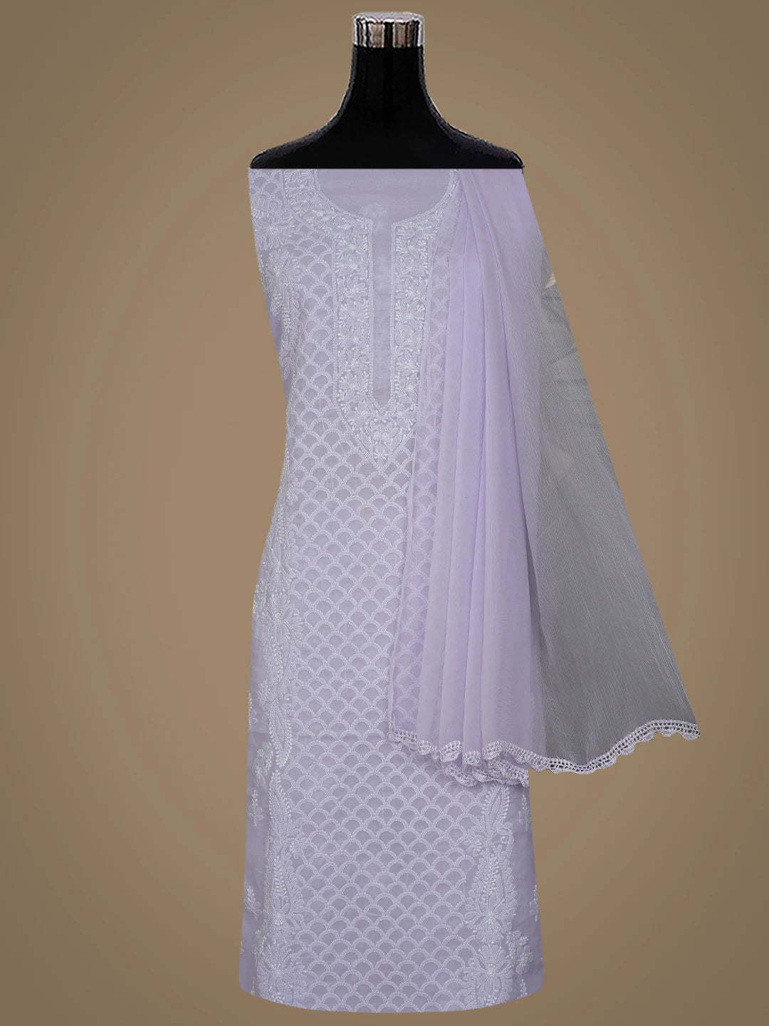 Ada Hand Embroidered Lavender Cotton Lucknowi Chikankari Unstitched Suit Piece 01A867481