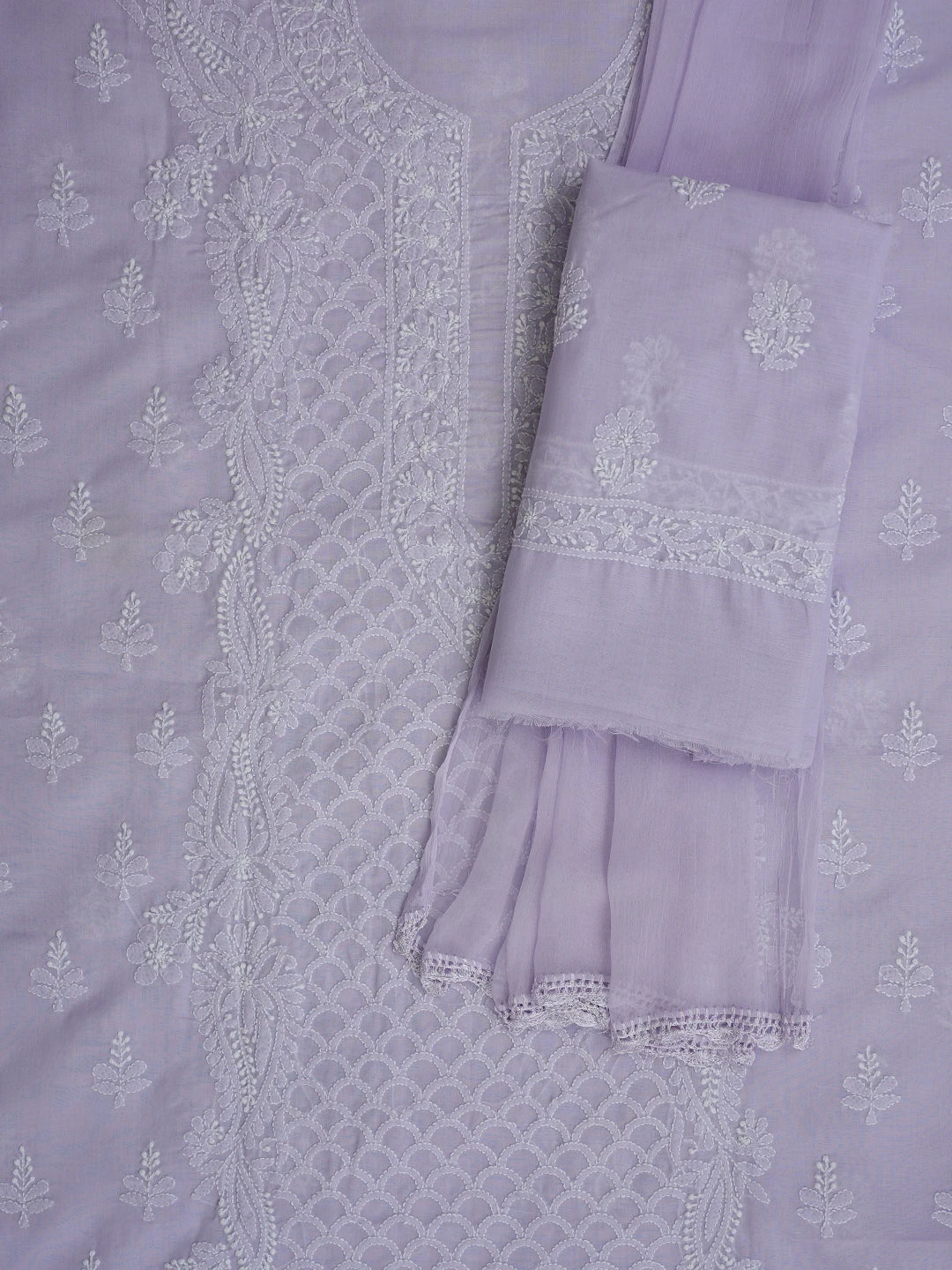 Ada Hand Embroidered Lavender Cotton Lucknowi Chikankari Unstitched Suit Piece 01A867481