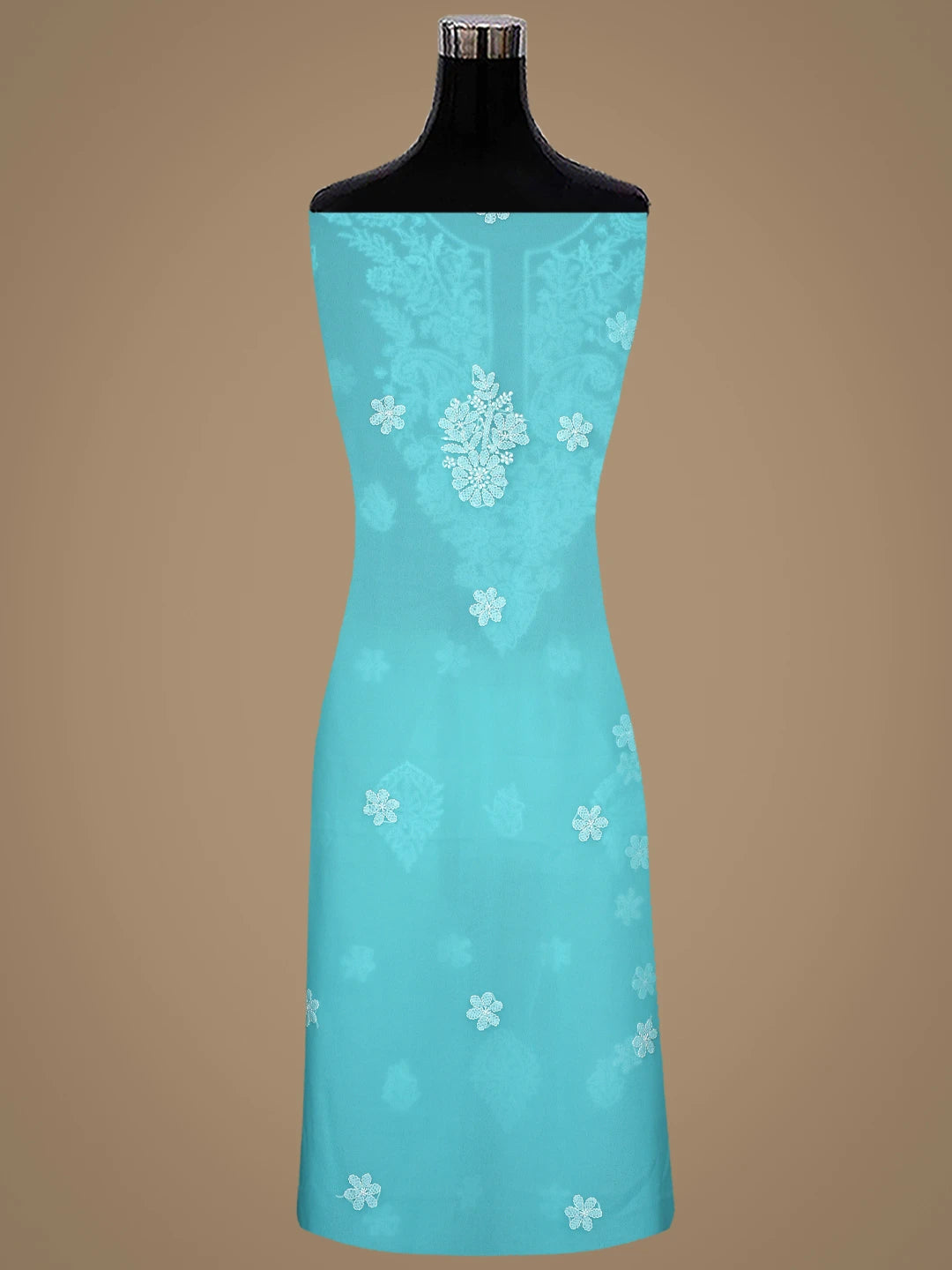 Ada Hand Embroidered Cyon Blue Georgette Lucknowi Chikankari Unstitched Suit Piece 01A867421