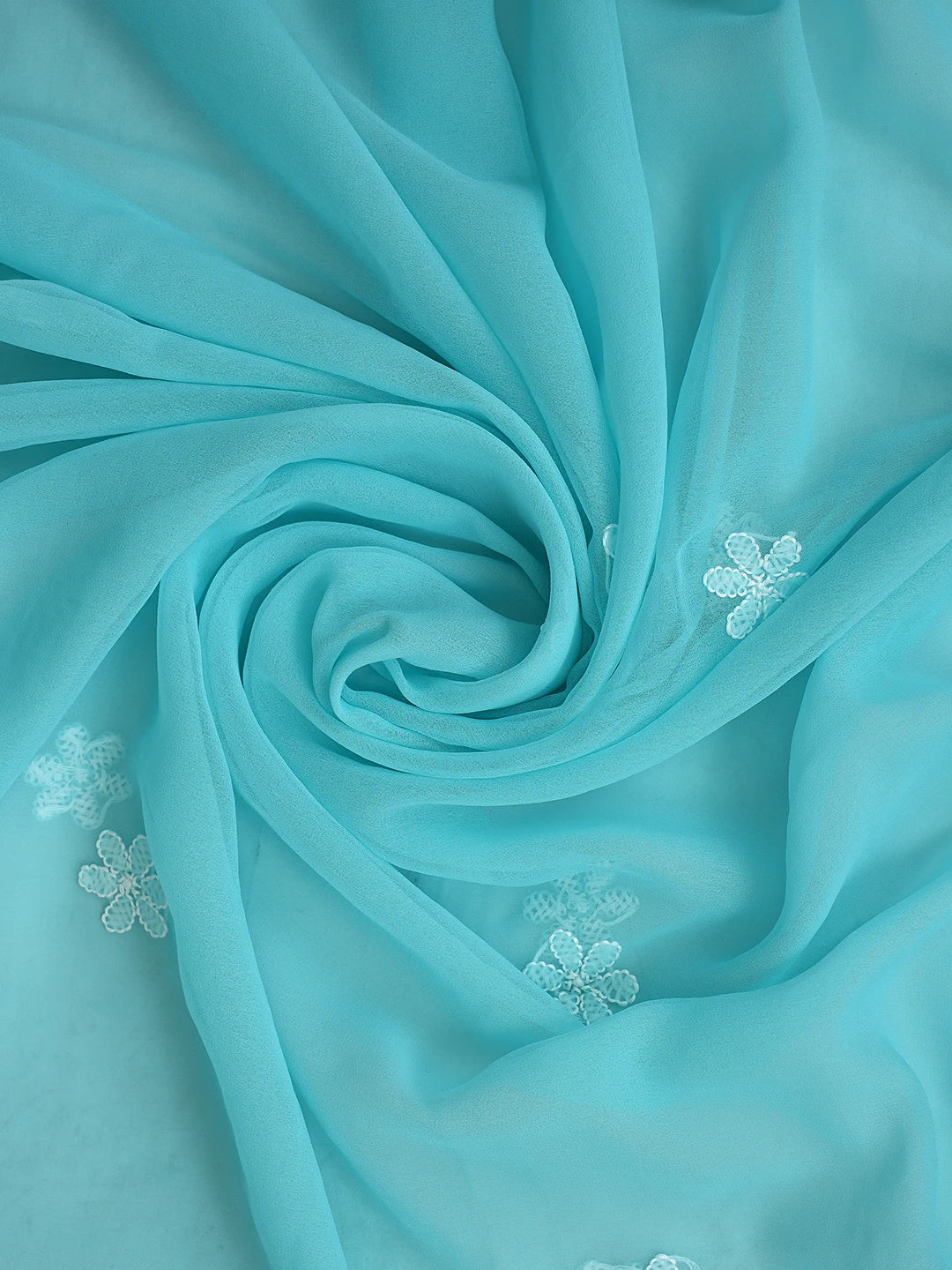 Ada Hand Embroidered Cyon Blue Georgette Lucknowi Chikankari Unstitched Suit Piece 01A867421