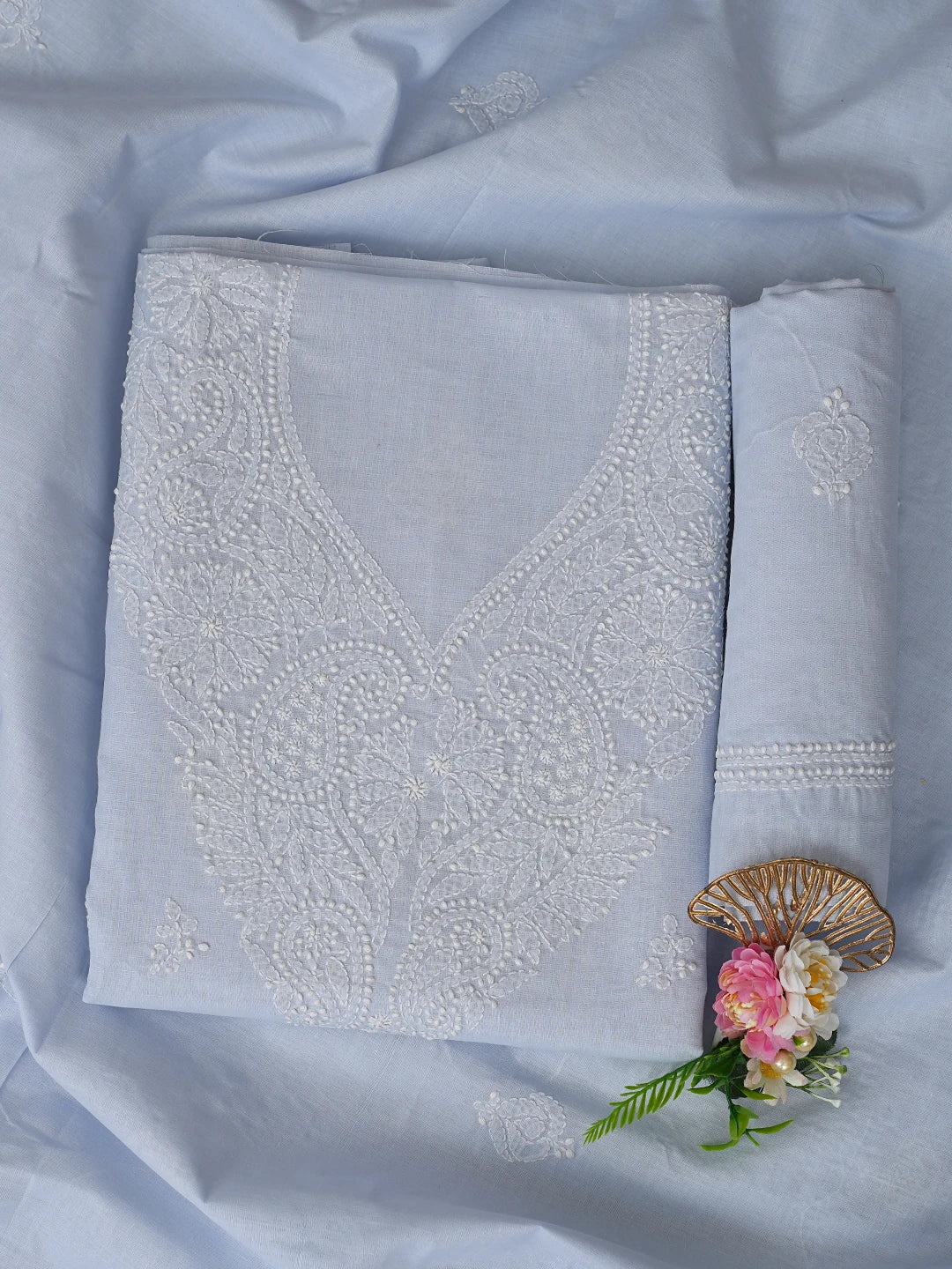 Ada Hand Embroidered Lavender Cotton Lucknowi Chikankari Unstitched Suit Piece 01A867094