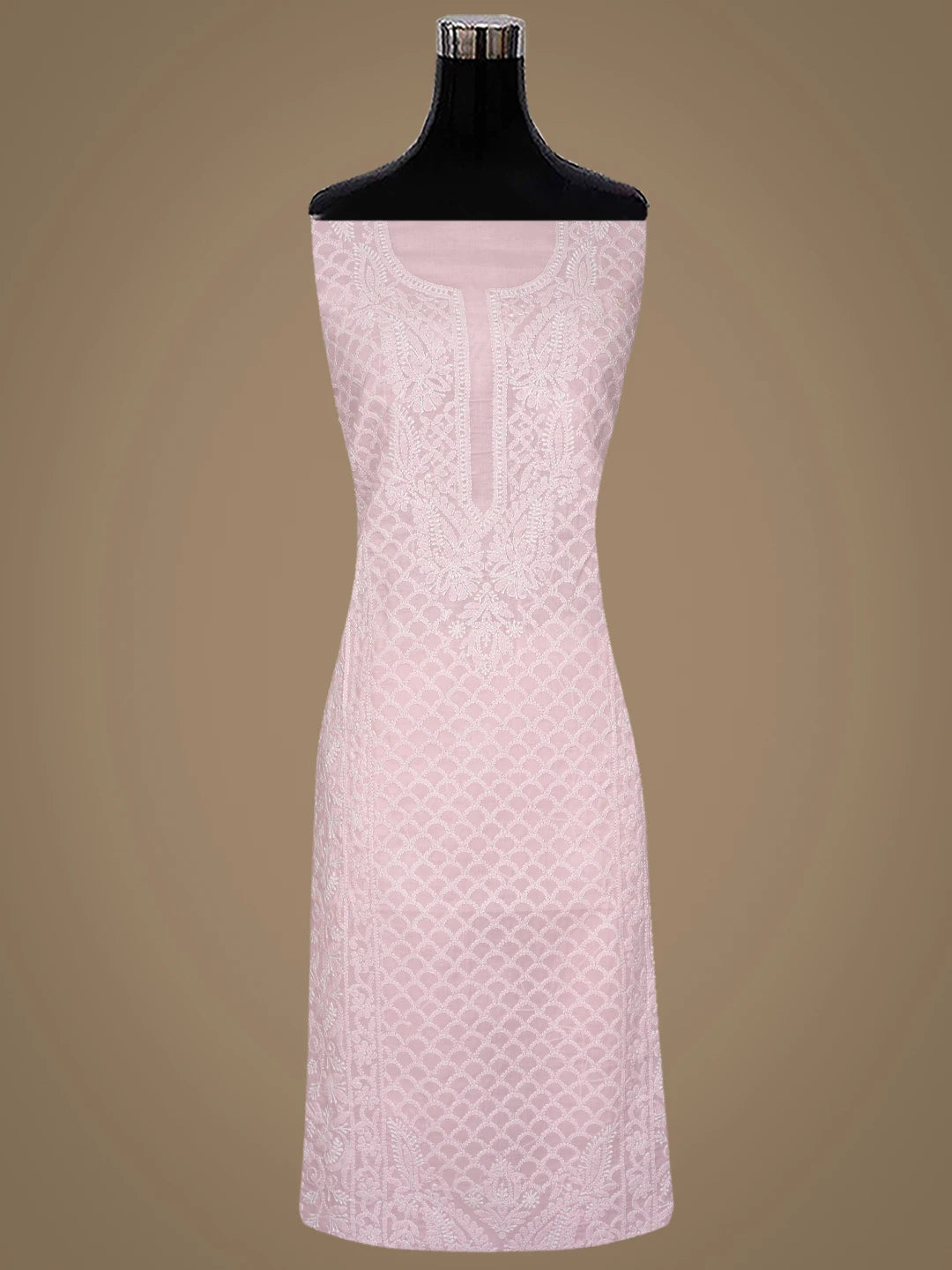 Ada Hand Embroidered Pink Cotton Lucknowi Chikankari Unstitched Suit Piece 01A867479