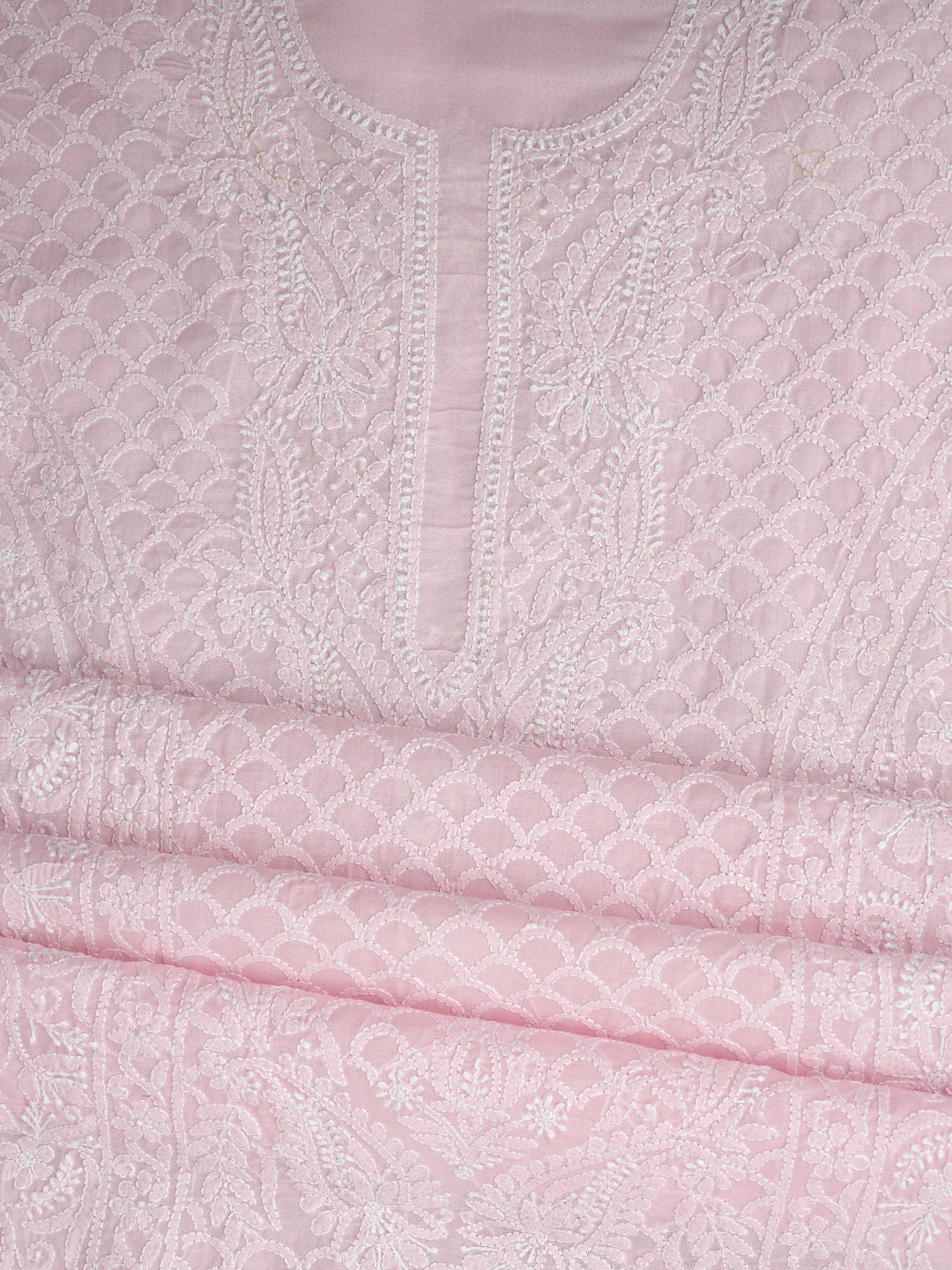 Ada Hand Embroidered Pink Cotton Lucknowi Chikankari Unstitched Suit Piece 01A867479