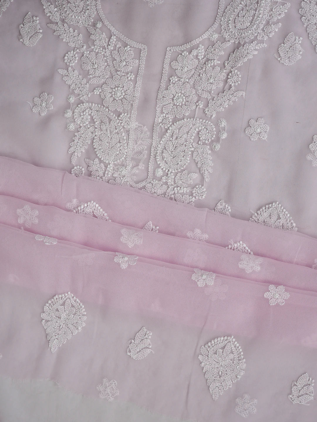 Ada Hand Embroidered Baby Pink Georgette Lucknowi Chikankari Unstitched Suit Piece 01A867424