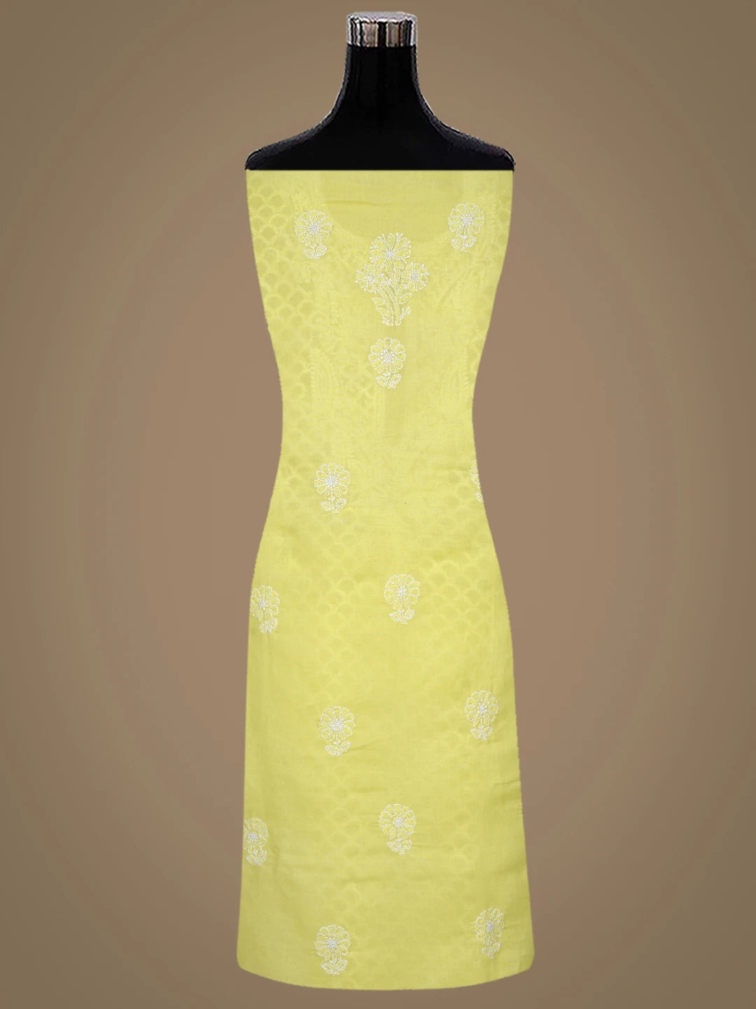 Ada Hand Embroidered Yellow Cotton Lucknowi Chikankari Unstitched Suit Piece 01A867474