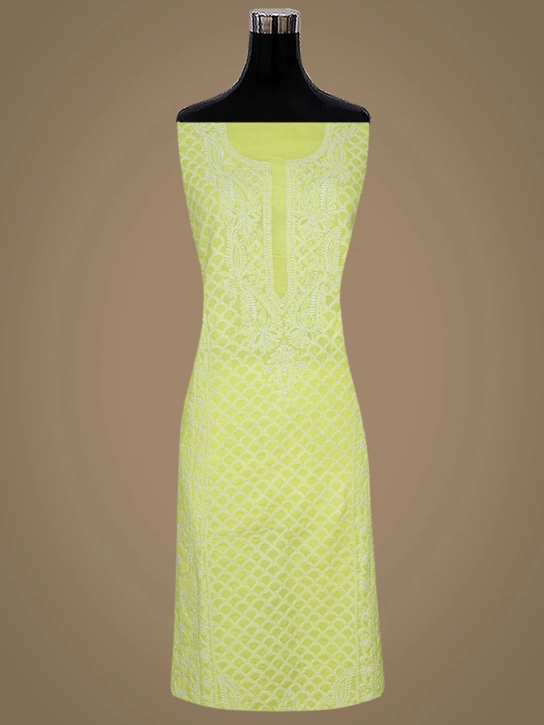 Ada Hand Embroidered Yellow Cotton Lucknowi Chikankari Unstitched Suit Piece 01A867474