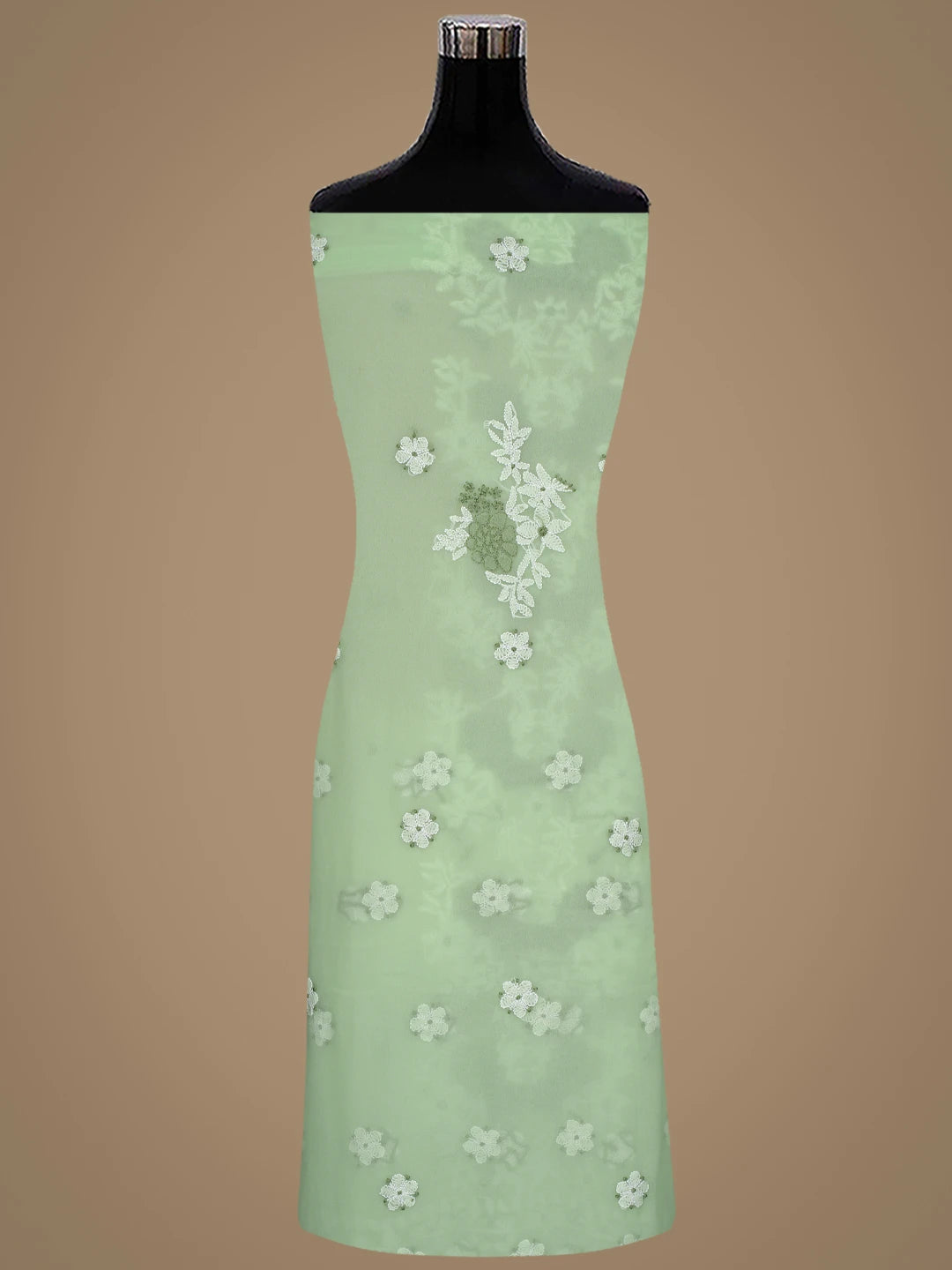 Ada Hand Embroidered Mint Green Georgette Lucknowi Chikankari Unstitched Suit Piece 01A867448